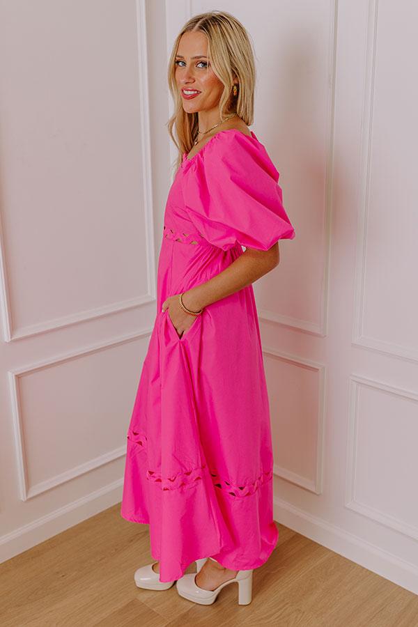 Margaritas Please Cut Out Midi Dress in Hot Pink Product Image