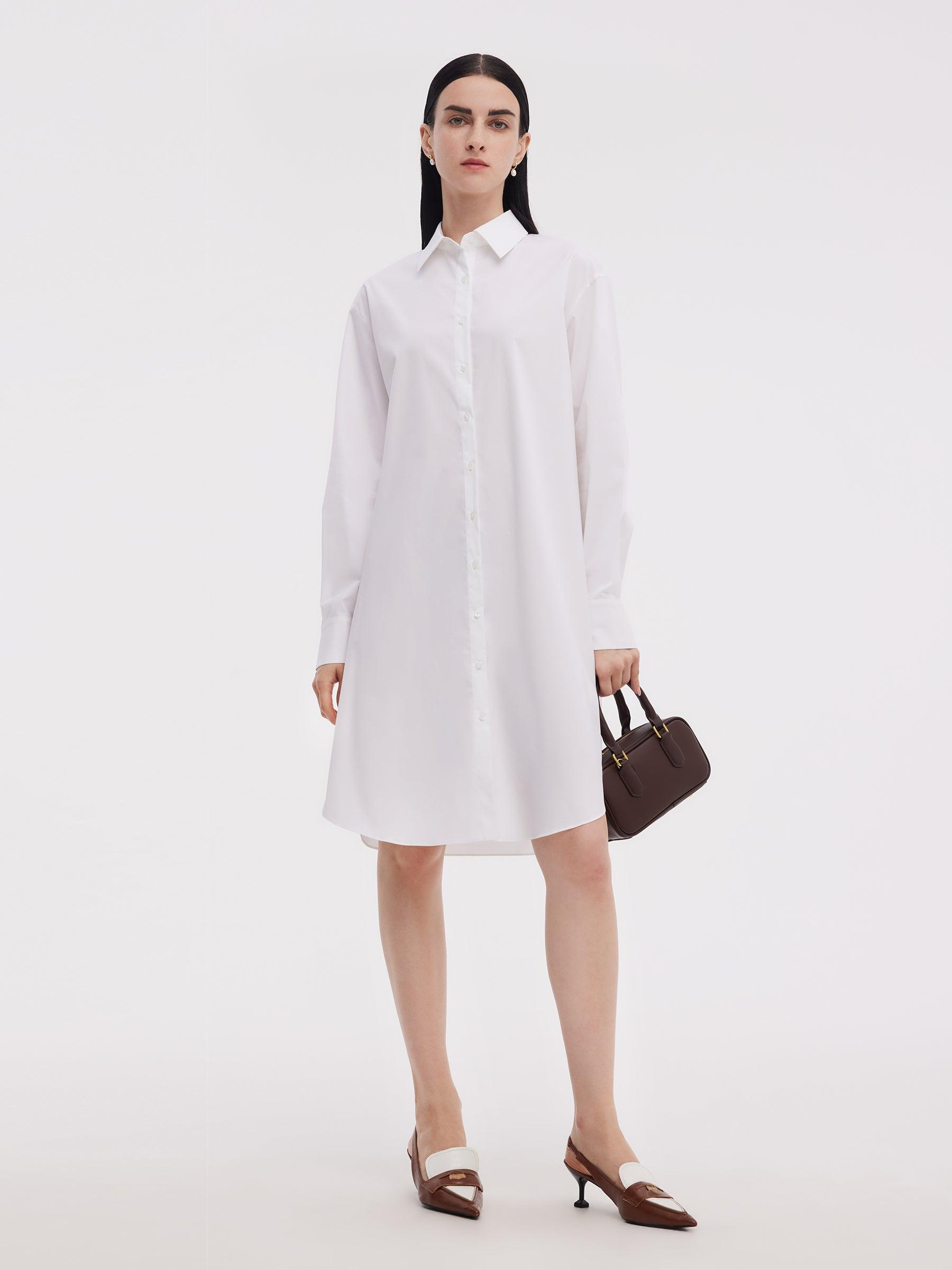 Shirt Dress And Adjustable Waist Skirt Two-Piece Set Product Image