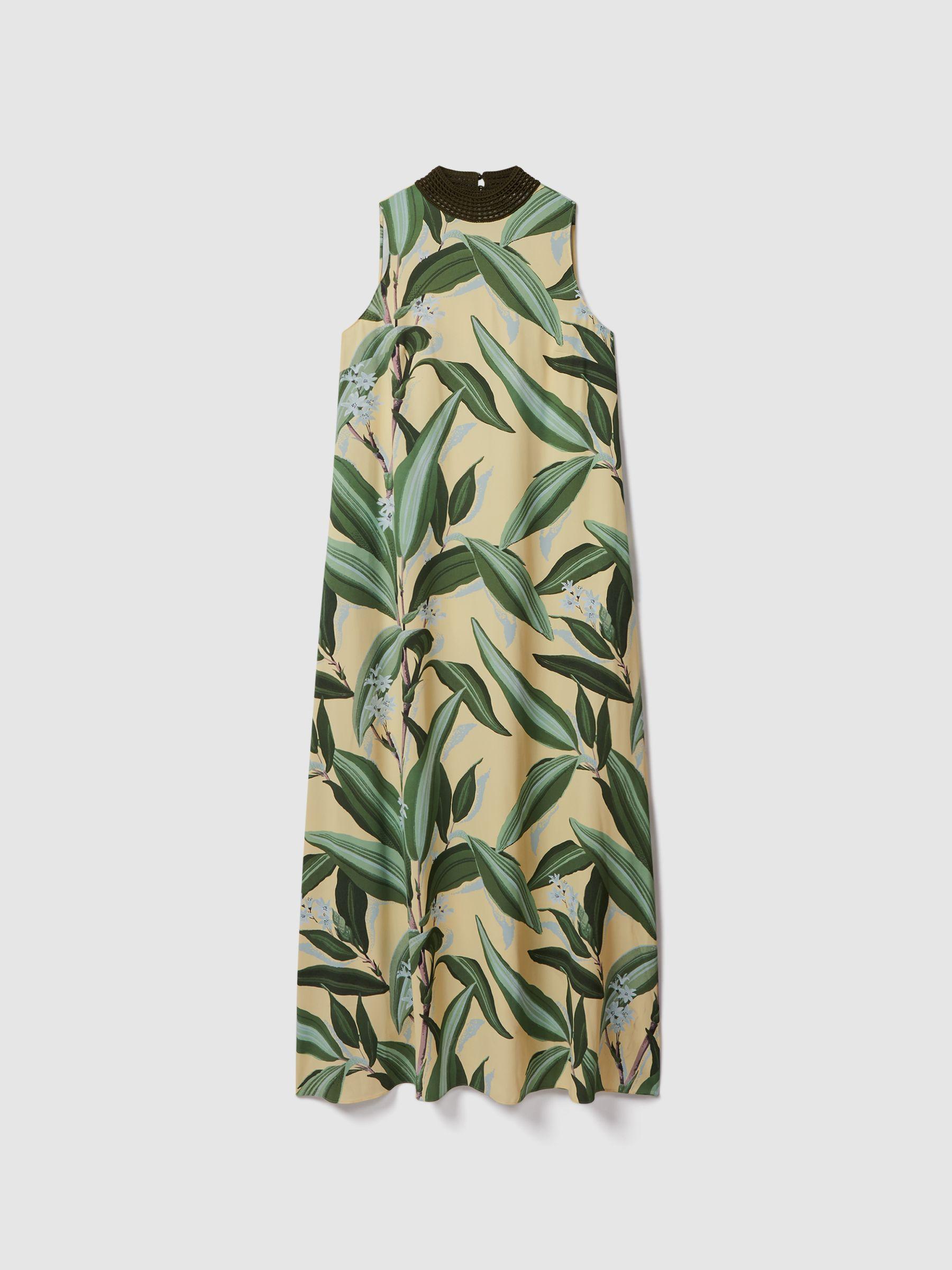 Florere Printed High Neck Maxi Dress in Pale Yellow Product Image