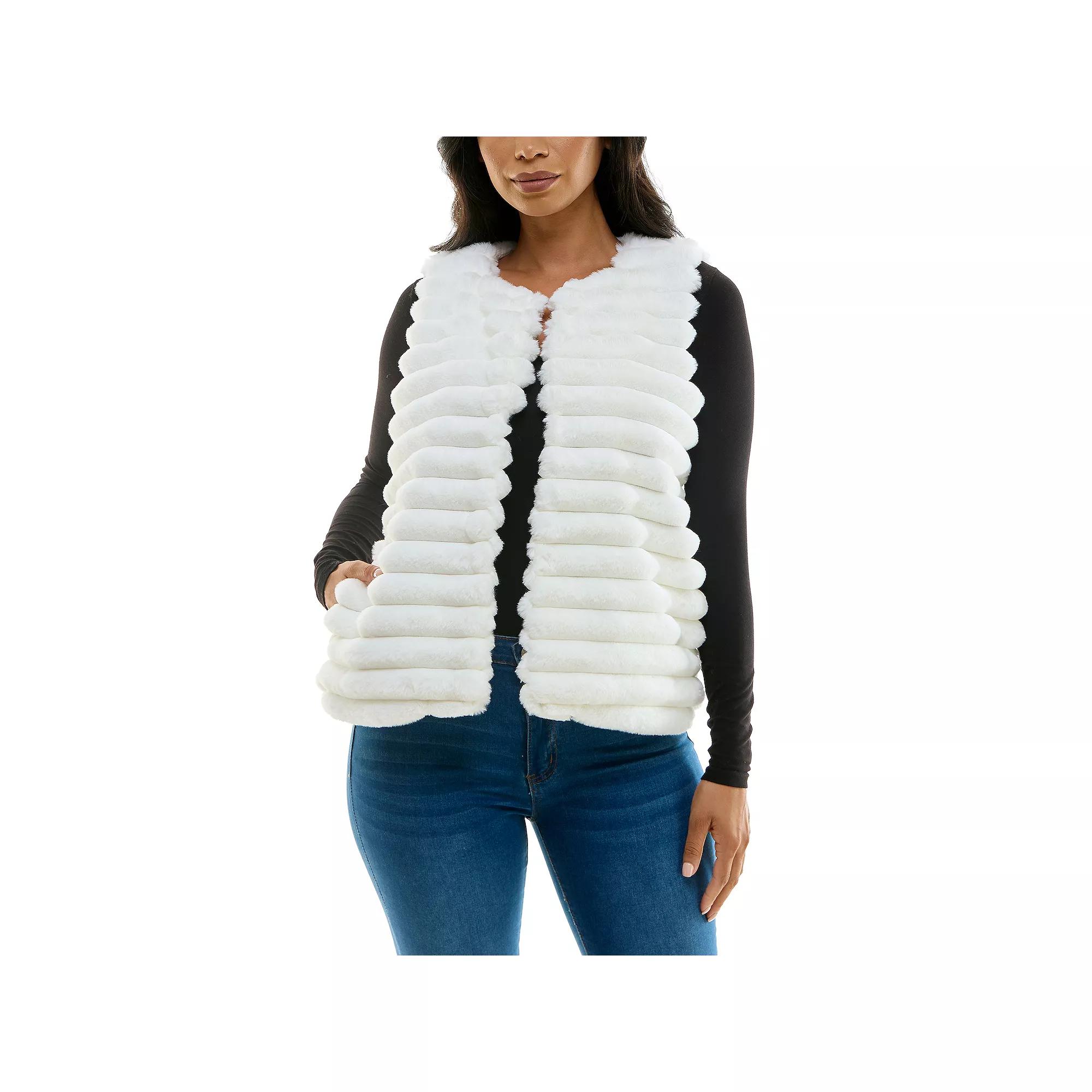 Women's Nina Leonard Horizontal Faux Fur Vest,  Product Image