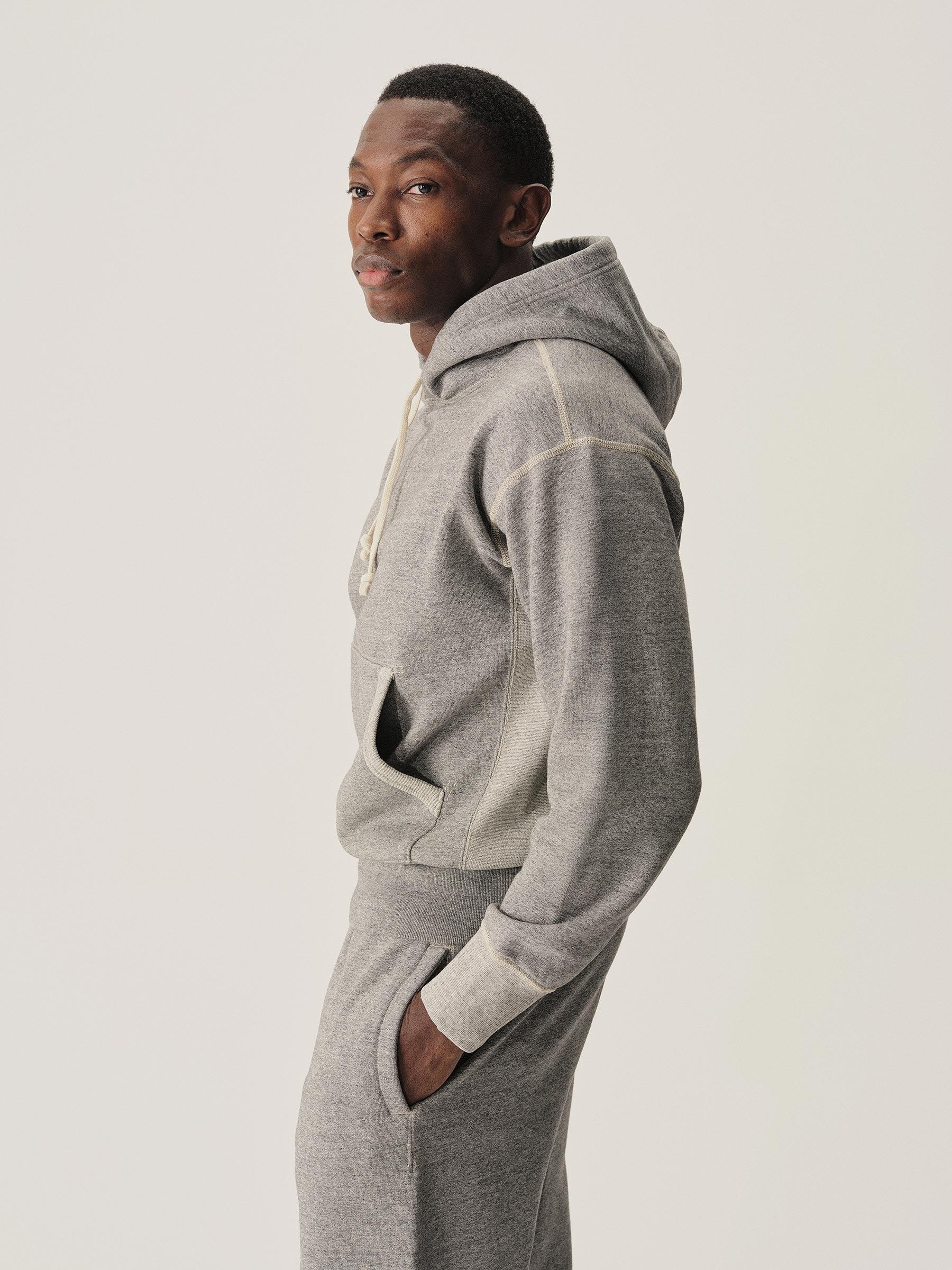 Two Tone Heather Grey Welterweight Hooded Sweatshirt Product Image