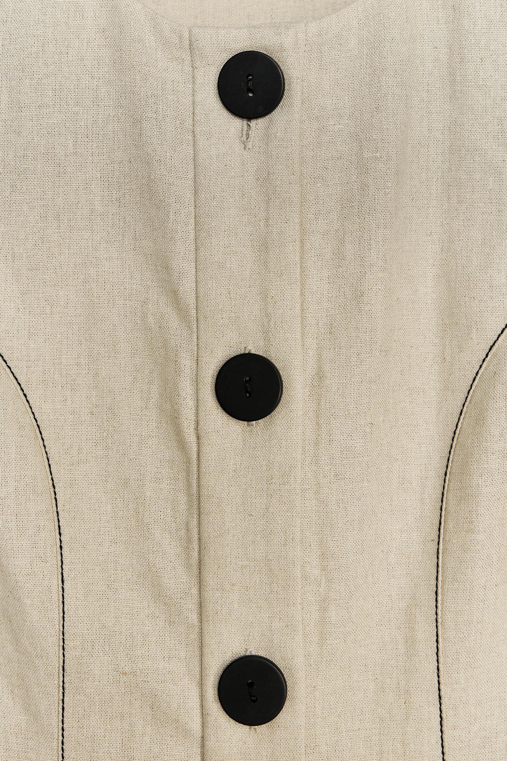 LINEN MINI DRESS WITH TOPSTITCHING Product Image