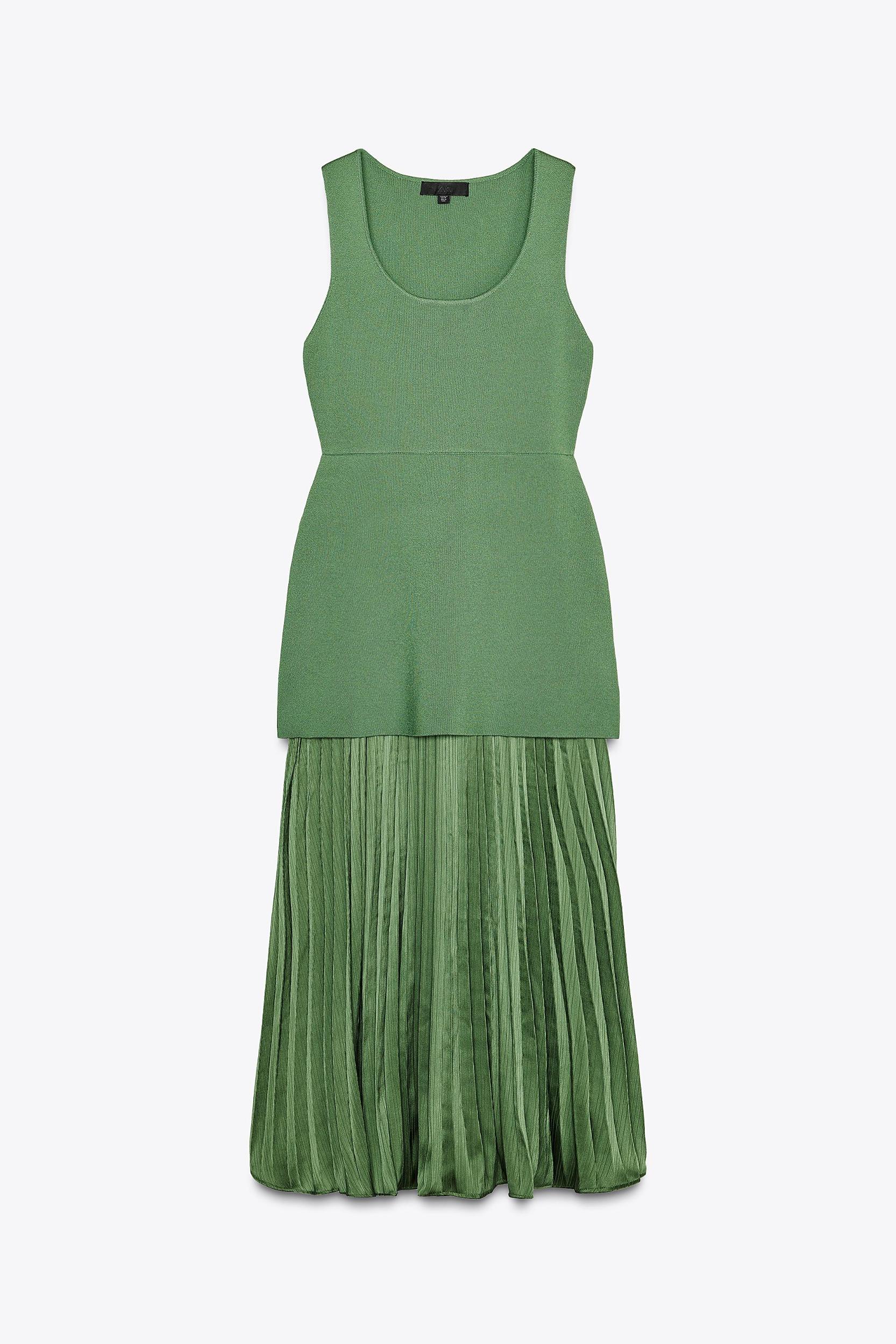 PLEATED KNIT COMBINATION DRESS Product Image