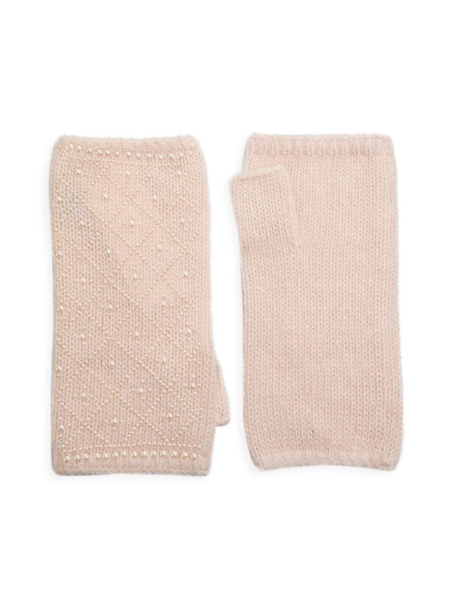 Womens Cashmere & Imitation Pearl Gloves Product Image