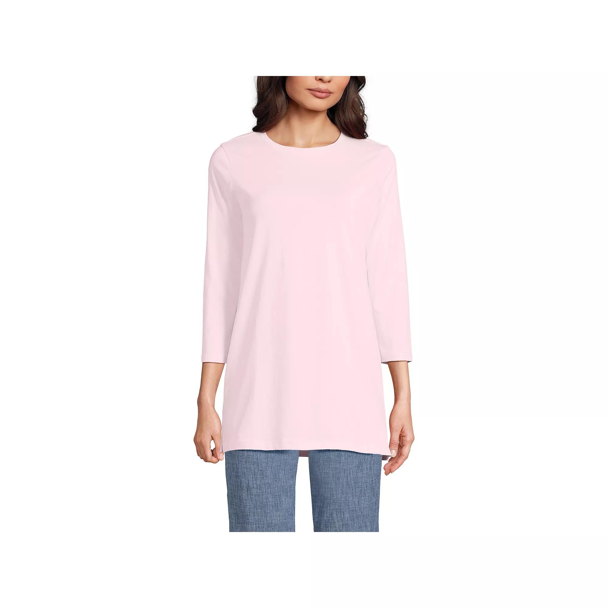 Petite Lands' End 3/4-Sleeve Supima Cotton Crewneck Tunic, Women's,  Product Image