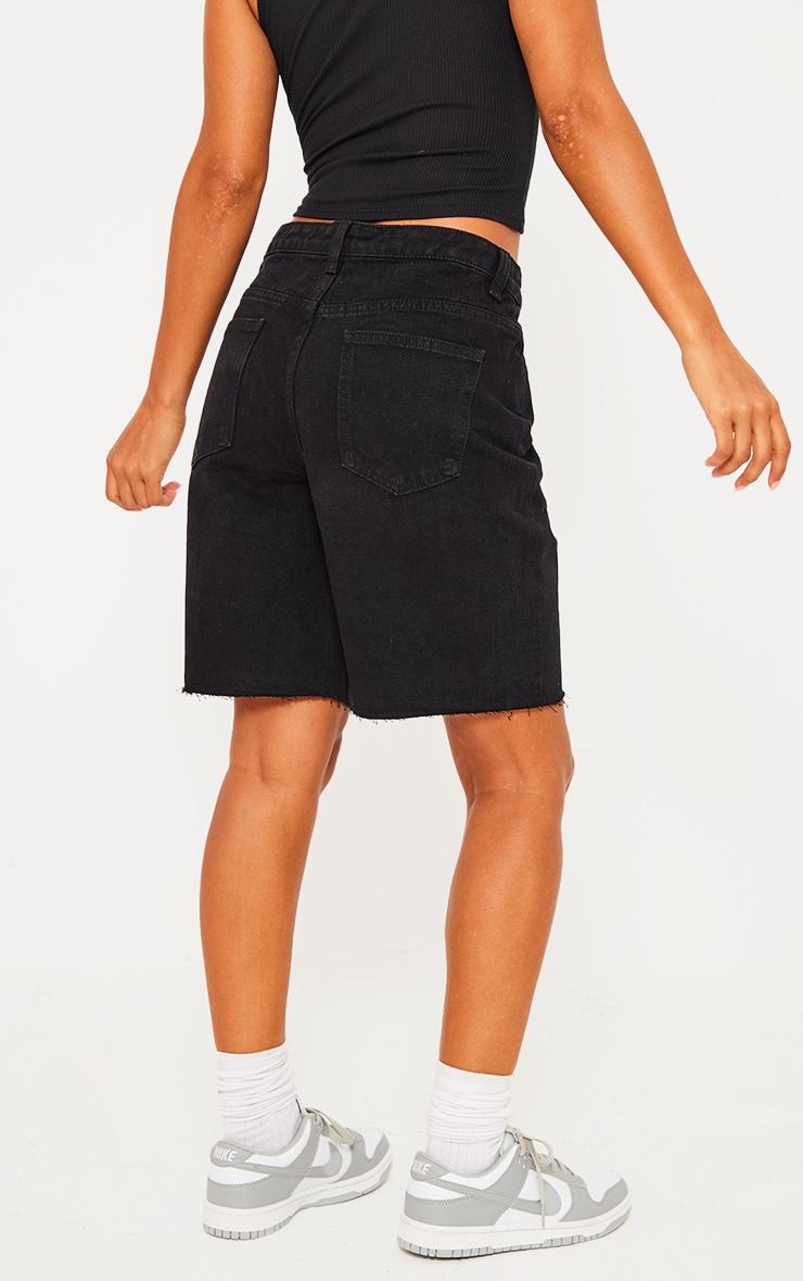 Washed Black Loose Fit Boyfriend Denim Short Product Image