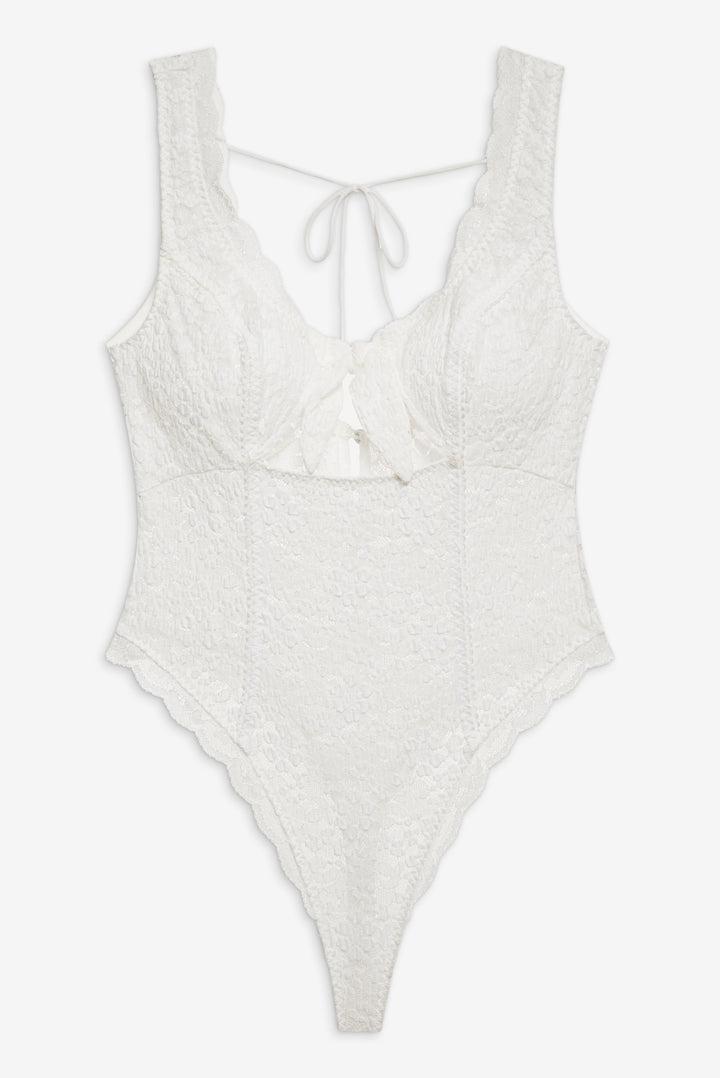 Sally Stretch Lace Teddy — White Product Image