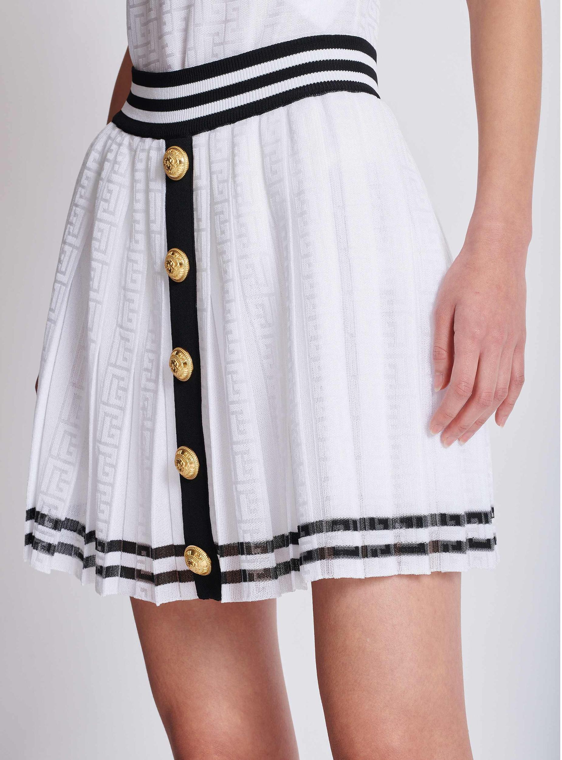 Pleated monogrammed knit skirt Product Image