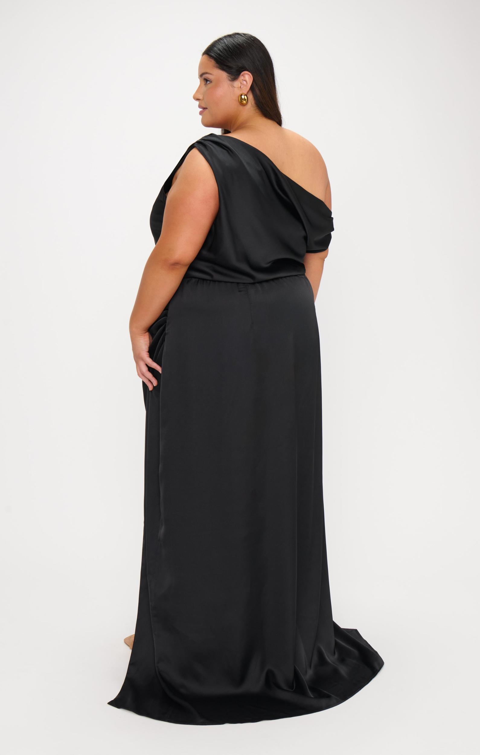 Jodie Dress ~ Black Luxe Satin Product Image