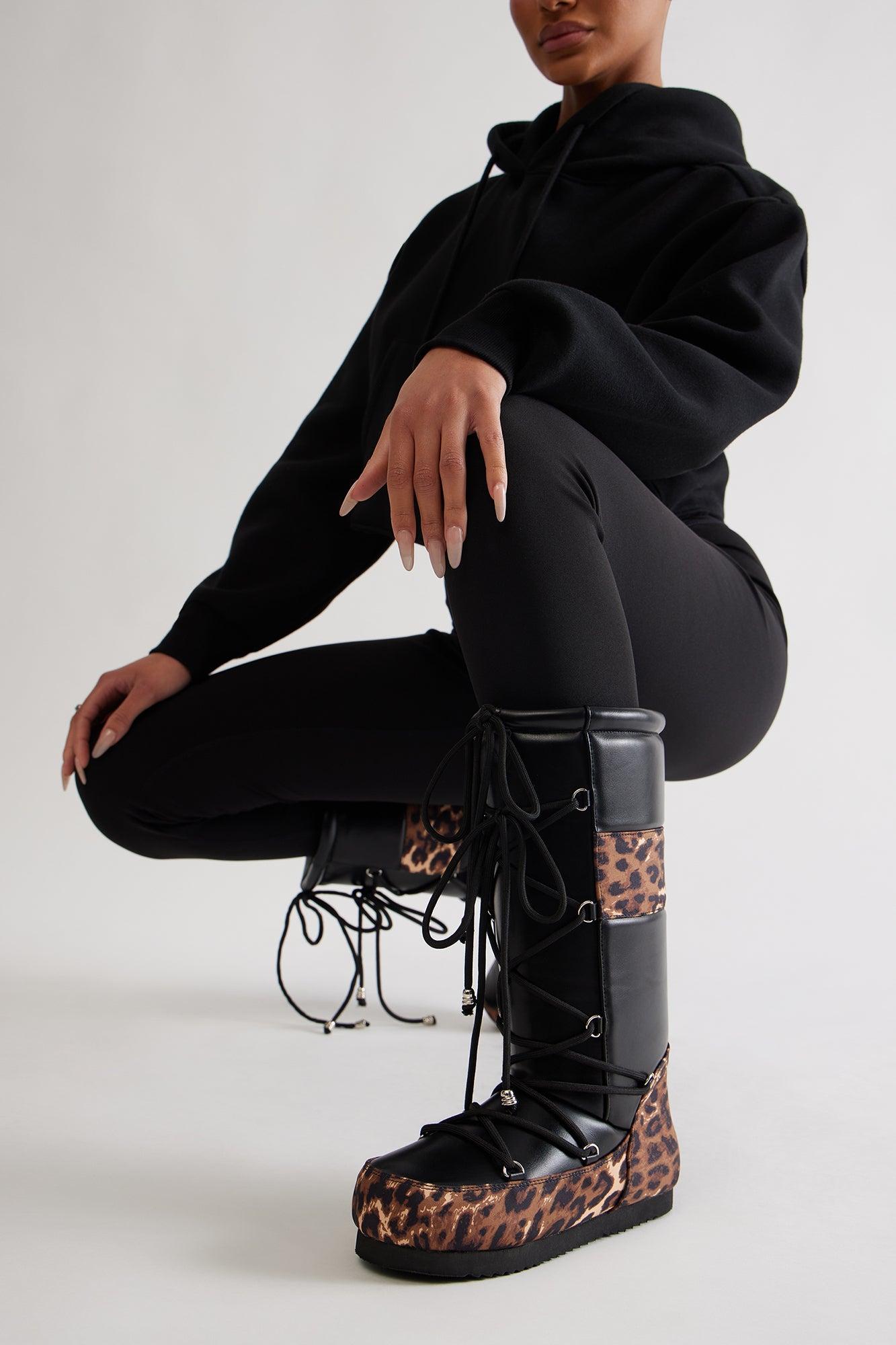 Up North Lace Up Snow Boots - Leopard Female Product Image