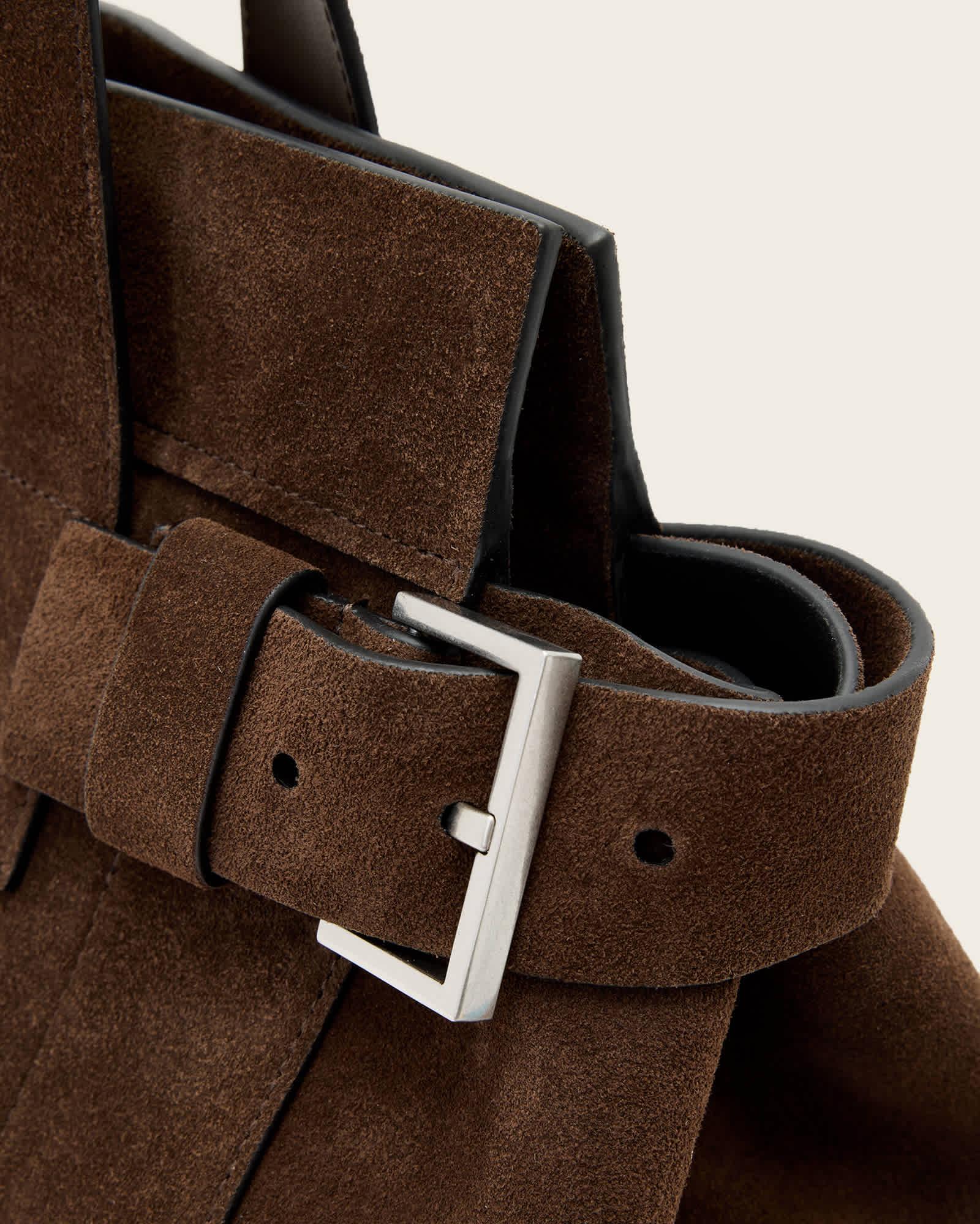 Perez Suede Shoulder Bag FANGO BROWN | ALLSAINTS US Product Image
