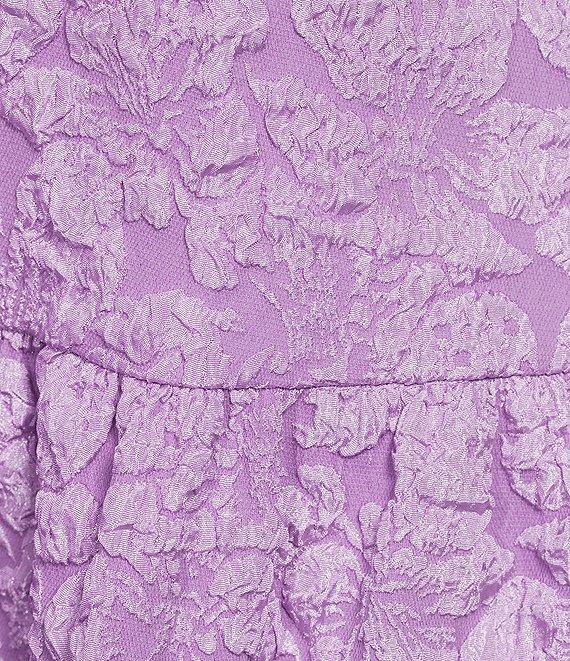 Sugarlips Plus Puffed-Sleeve Floral Jacquard Tiered Long Dress Product Image