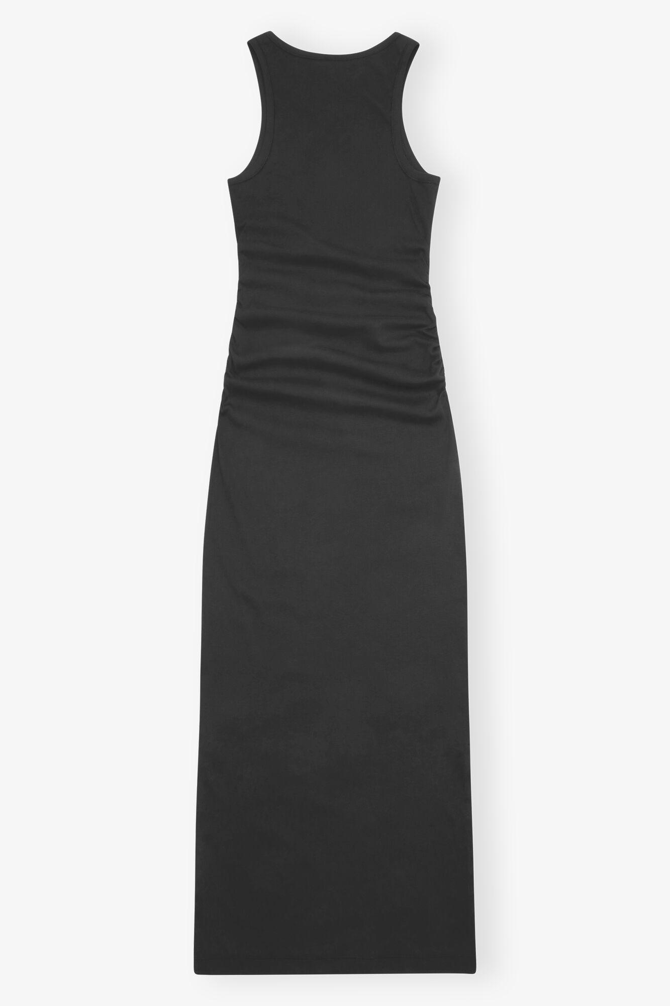 Black Soft Cotton Rib Tank Top Long Dress Product Image