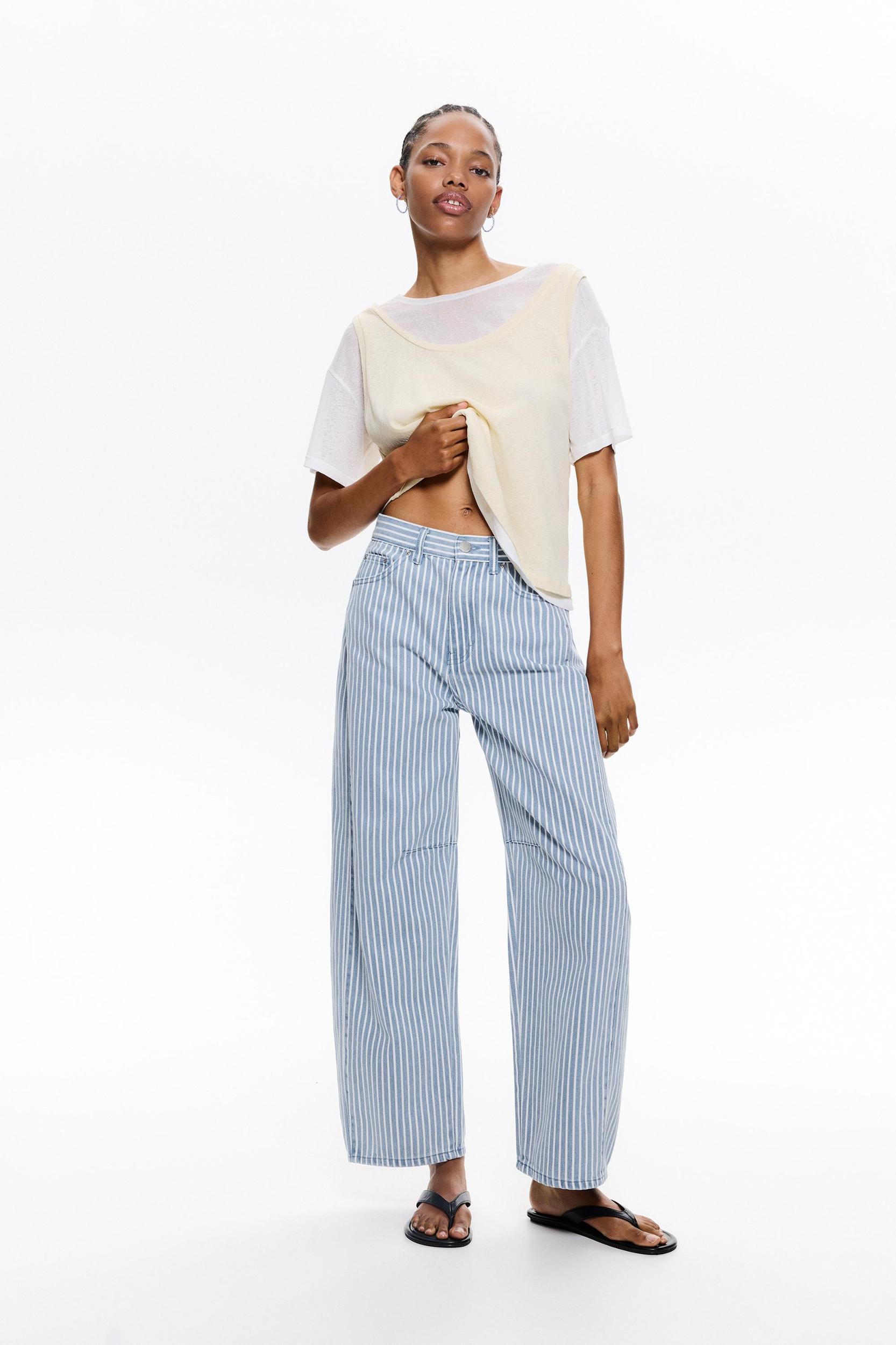 Striped balloon jeans Product Image