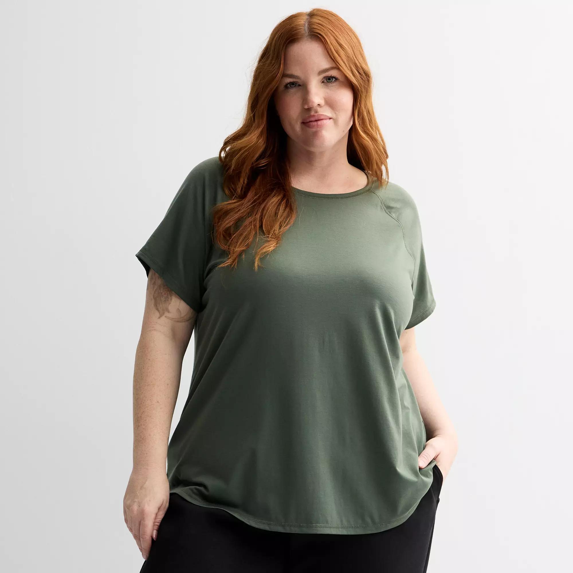 Plus Size Tek Gear® Core Raglan Tee, Women's, Size: 4XL, Esta Green Product Image