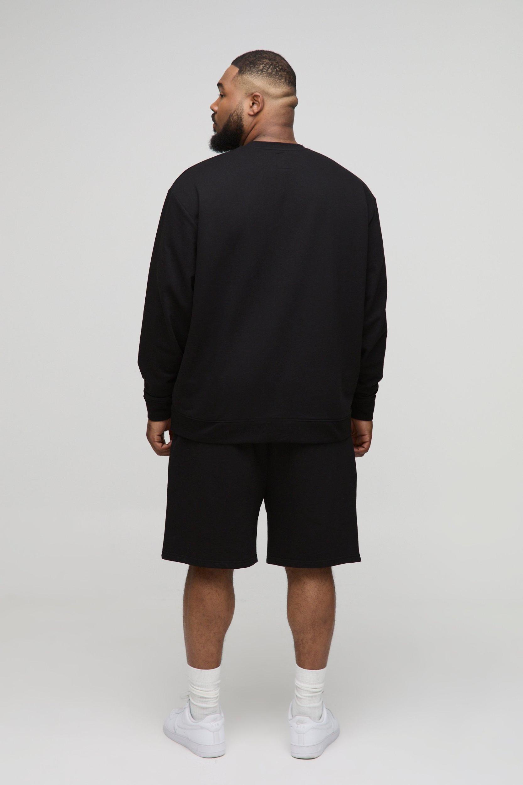 Plus 260GSM Loopback Oversized Drop Crotch Basic Shorts | boohooMAN USA Product Image