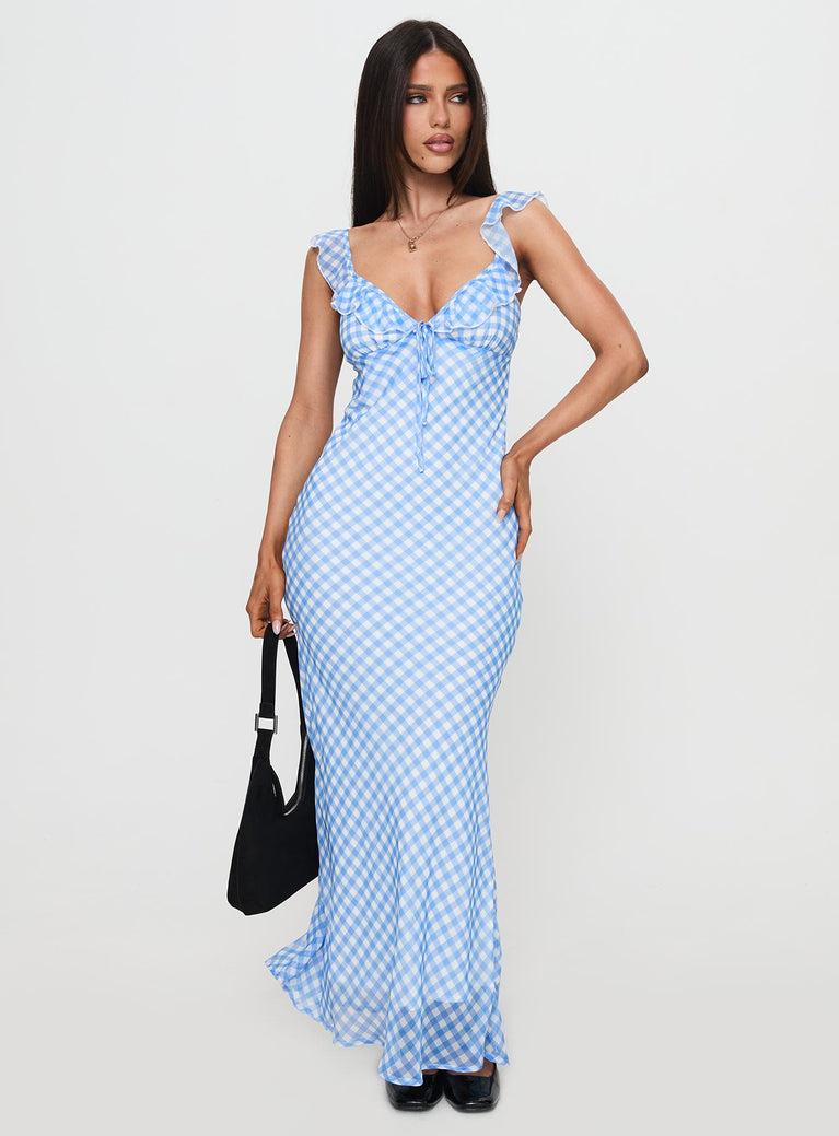 Brigette Maxi Dress Blue Gingham Product Image