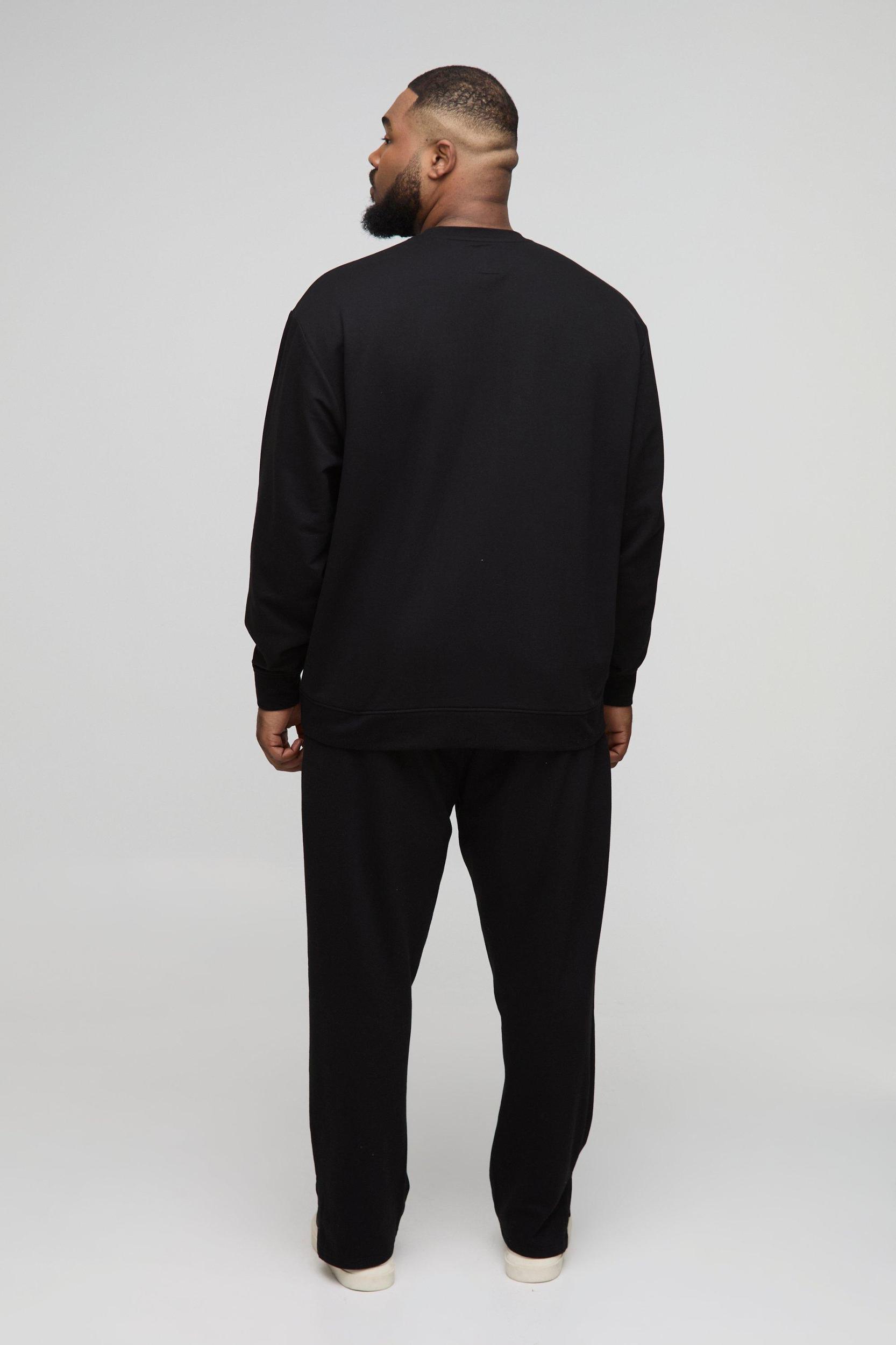 Plus 260GSM Loopback Oversized Fit Basic Sweat | boohooMAN USA Product Image