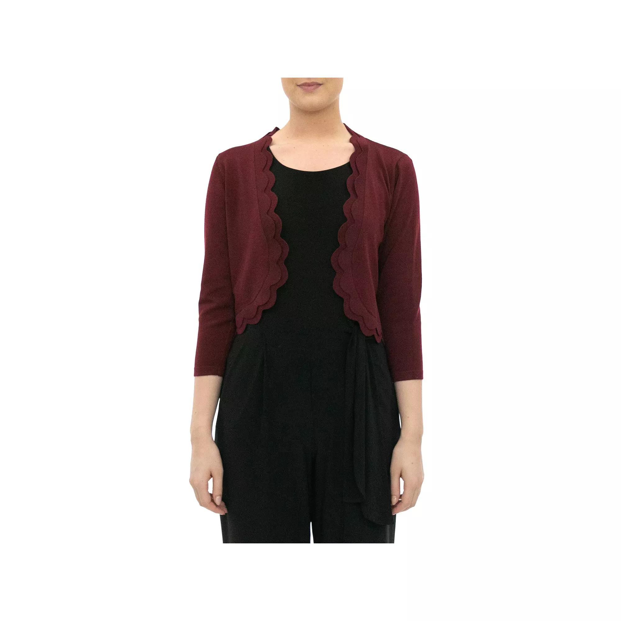 Women's Nina Leonard Scallop Trim Bolero,  Product Image