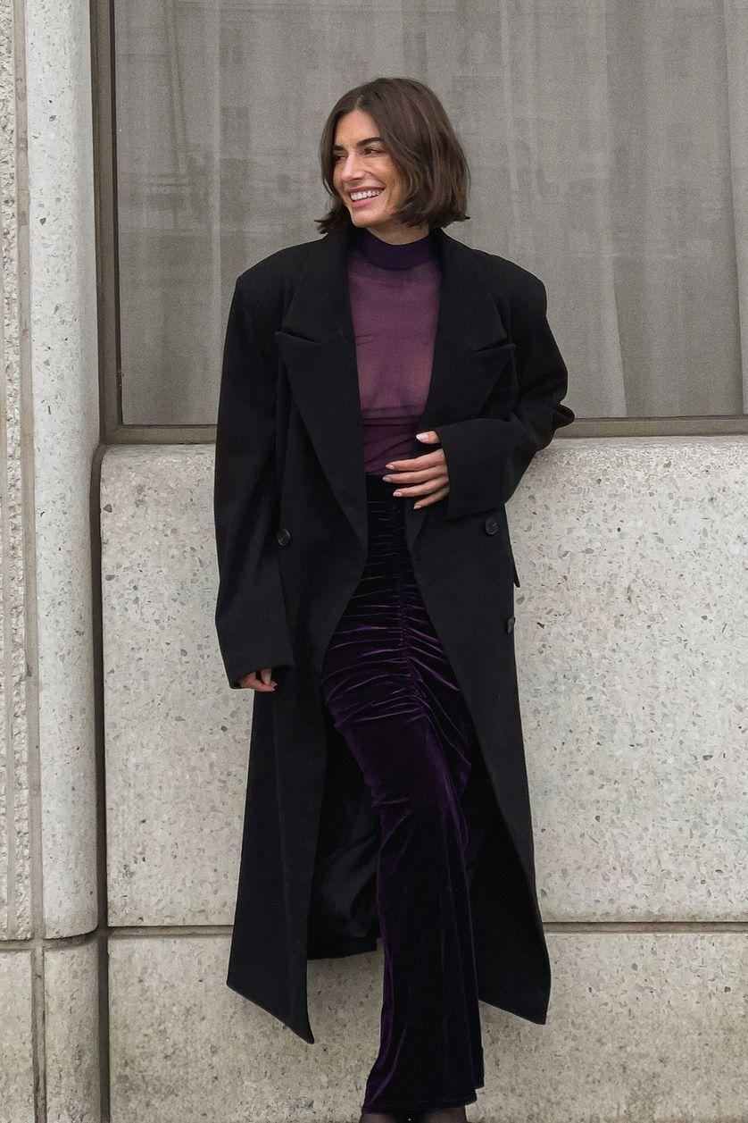 Velvet Rouched Maxi Skirt Product Image