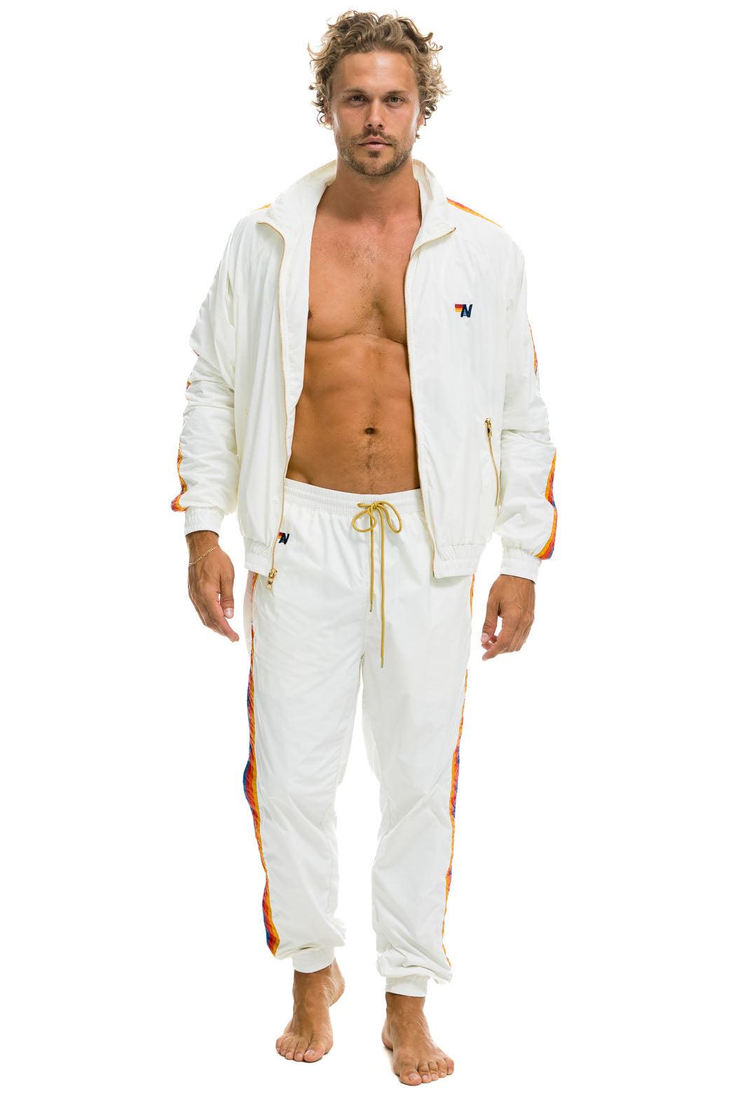MEN'S 4 STRIPE WINDBREAKER - WHITE Male Product Image