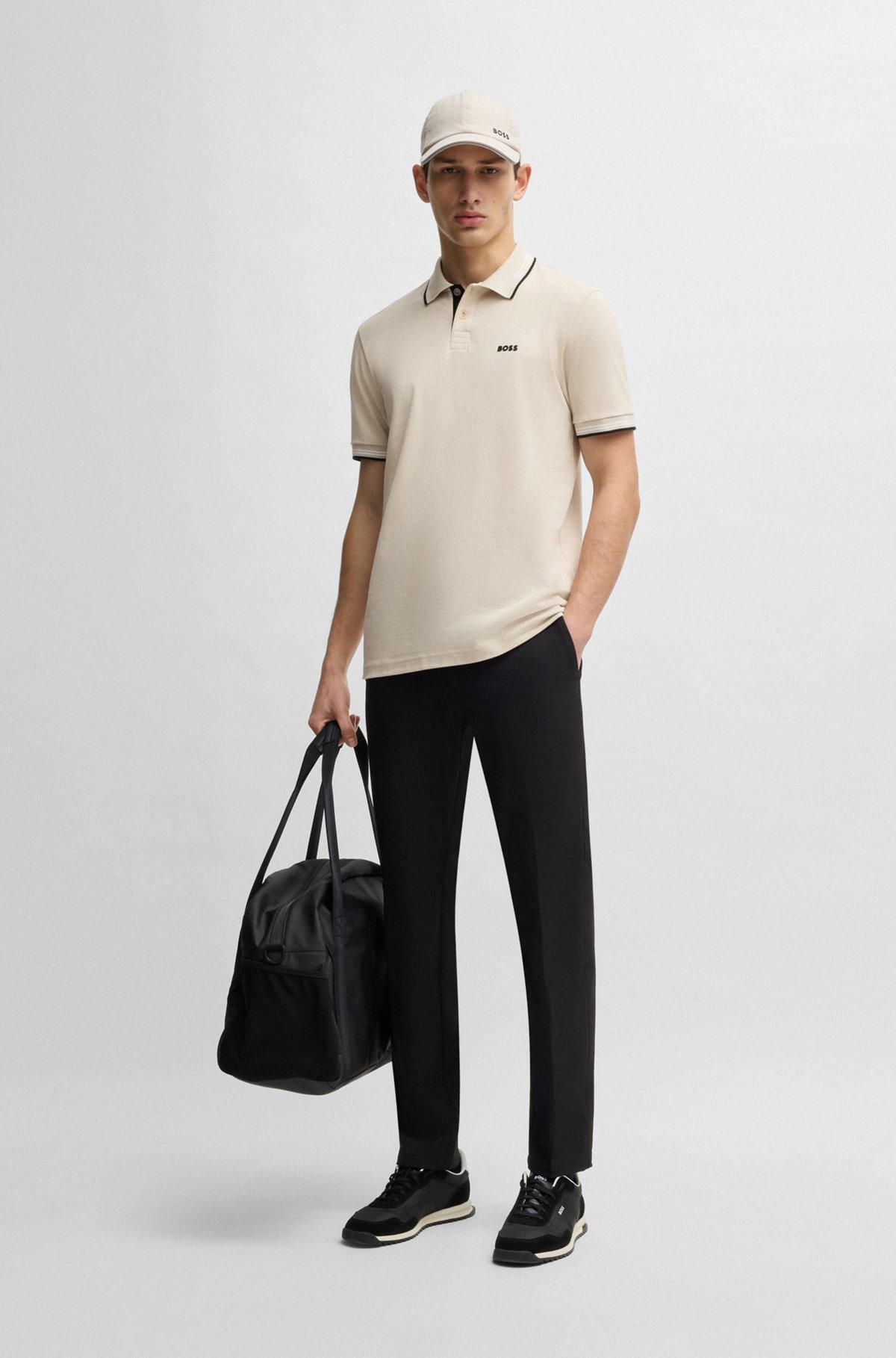 Stretch-cotton slim-fit polo shirt with branding Product Image