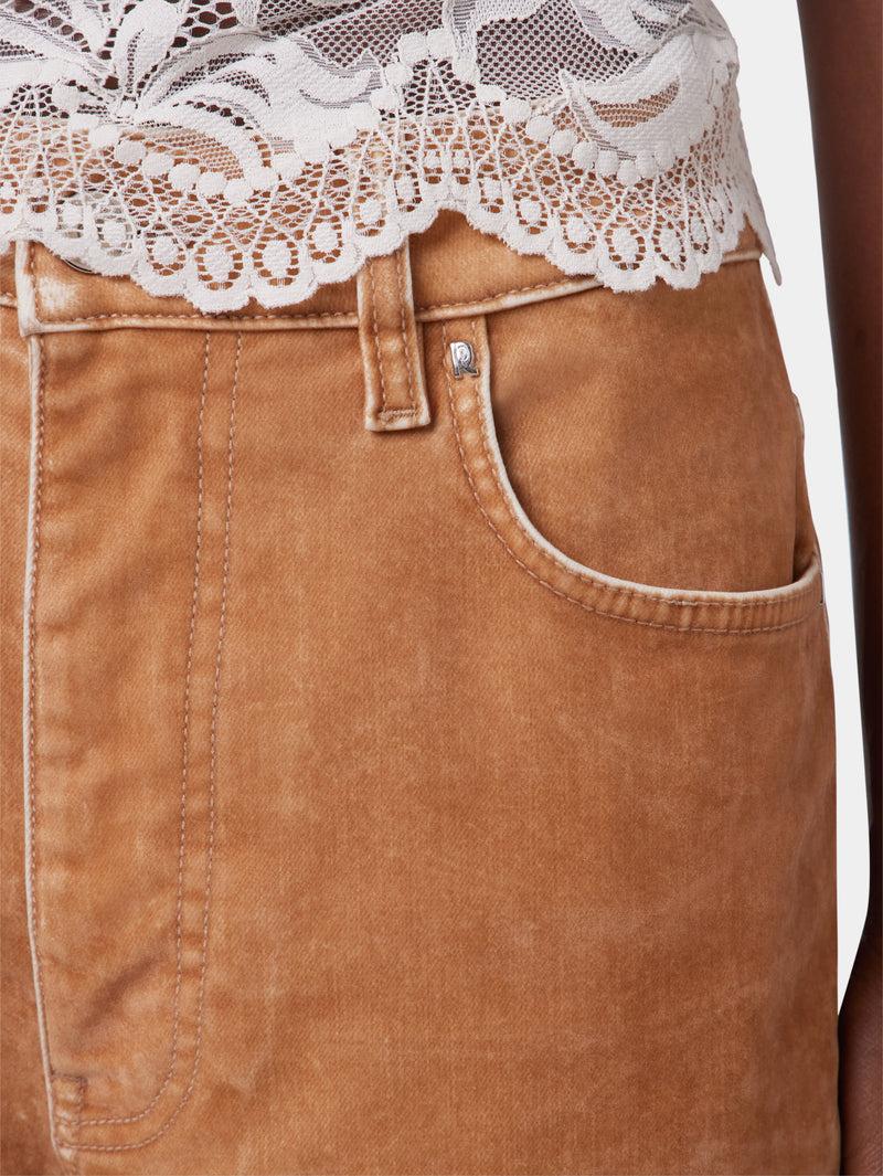 CAMEL FLARED DENIM TROUSERS Product Image