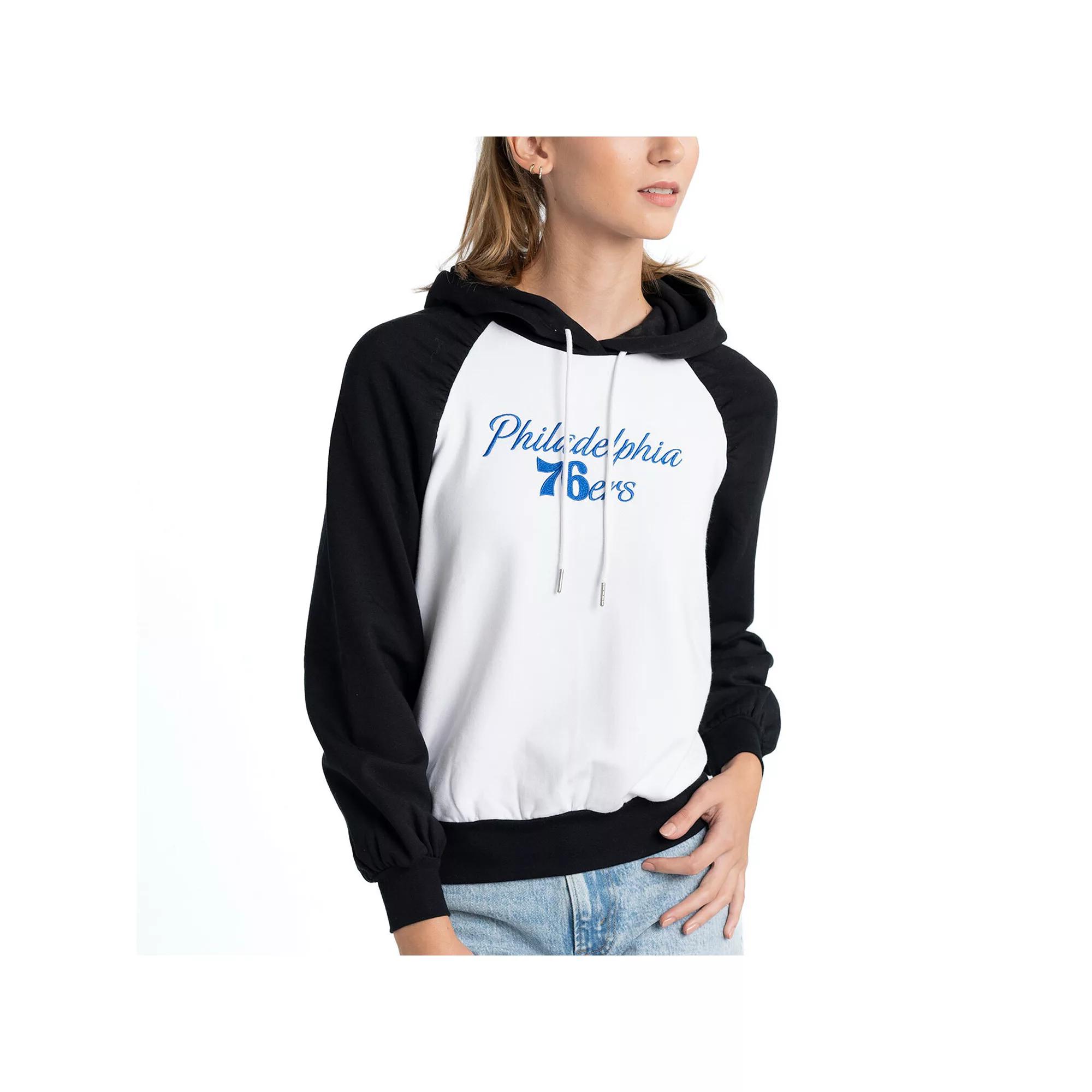Women's Lusso White Philadelphia 76ers Marlowe Tri-Blend Raglan Pullover Hoodie, Size: 2XL, 76r White Product Image