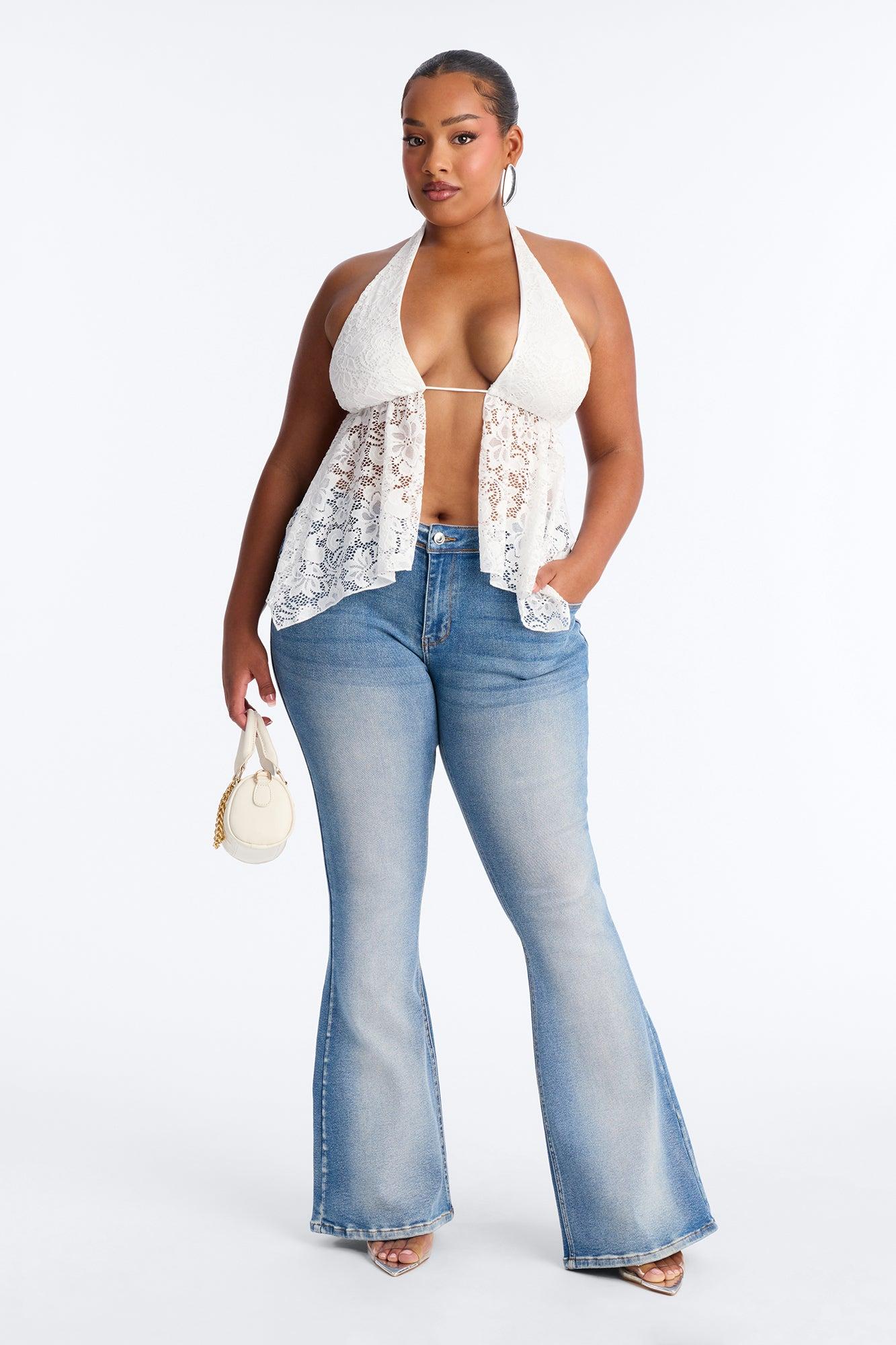 As I Do Low Rise Stretch Flare Jeans - Medium Wash Female Product Image