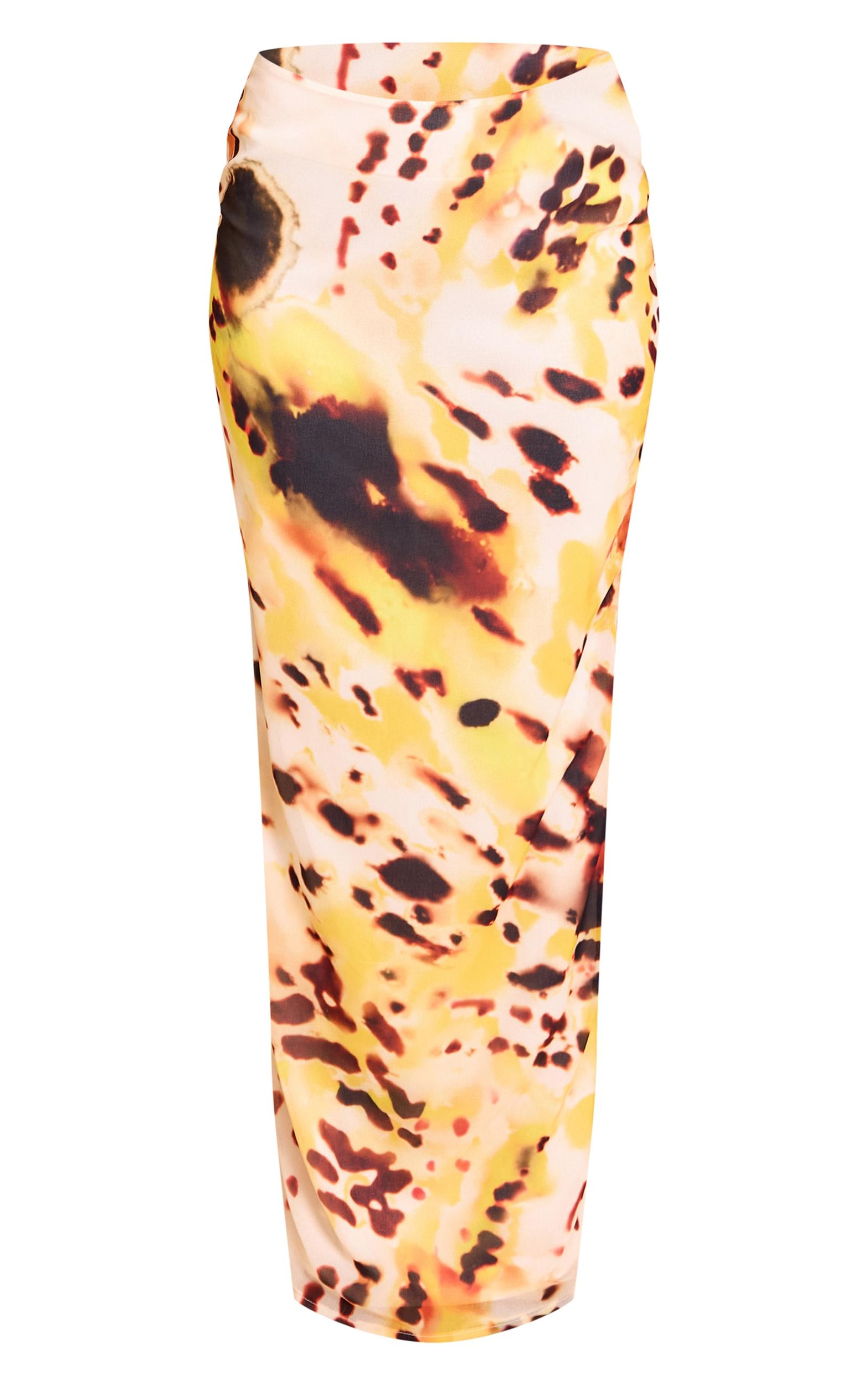 Multi Abstract Detail Print Chiffon Maxi Skirt Product Image