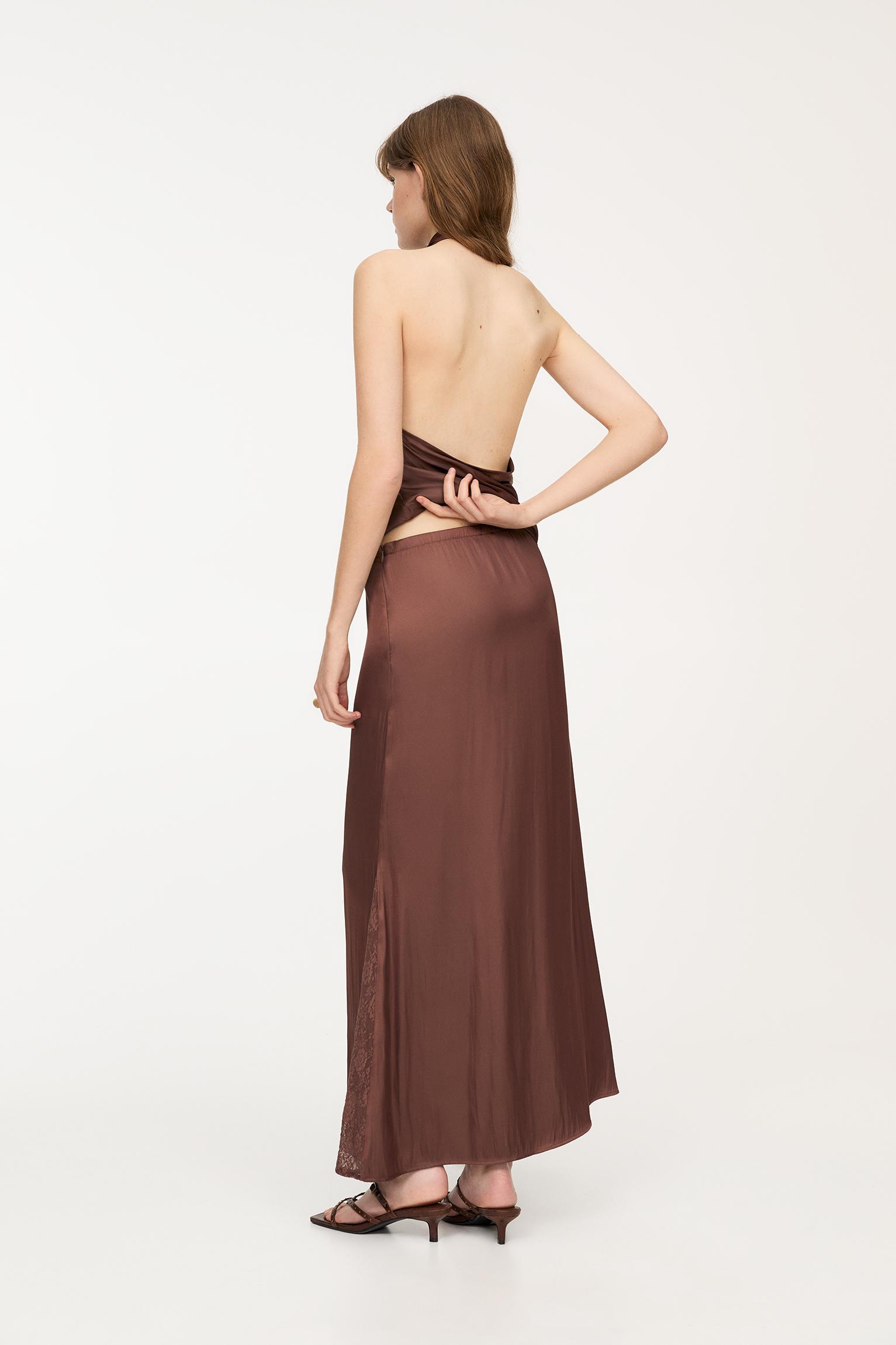 Satin lace midi skirt Product Image