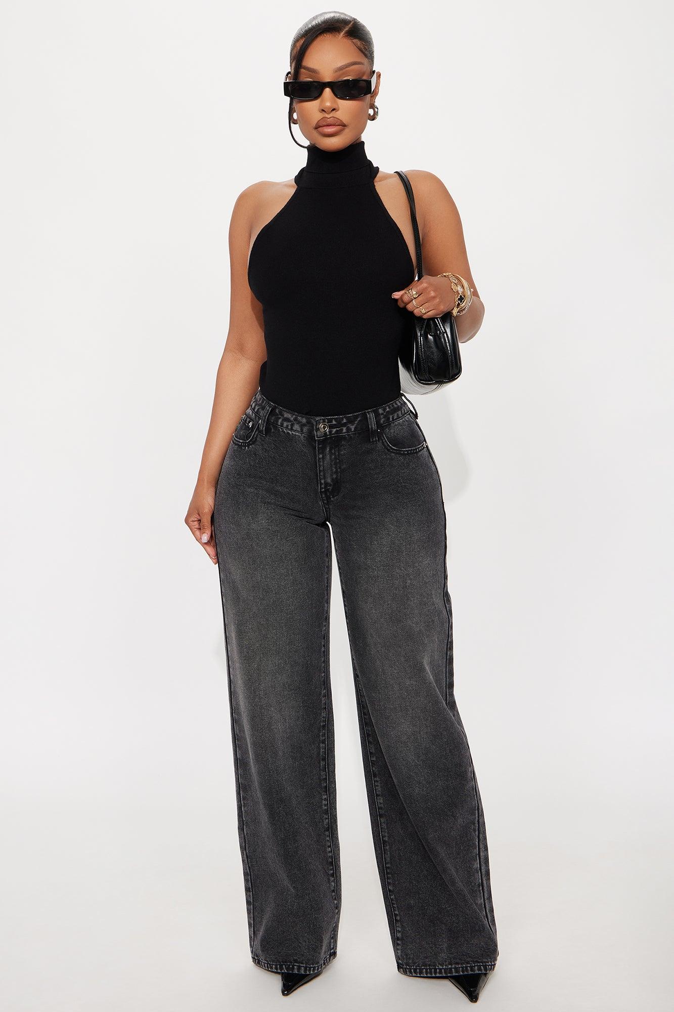 Westside Low Rise Wide Leg Jean - Black Wash Female Product Image