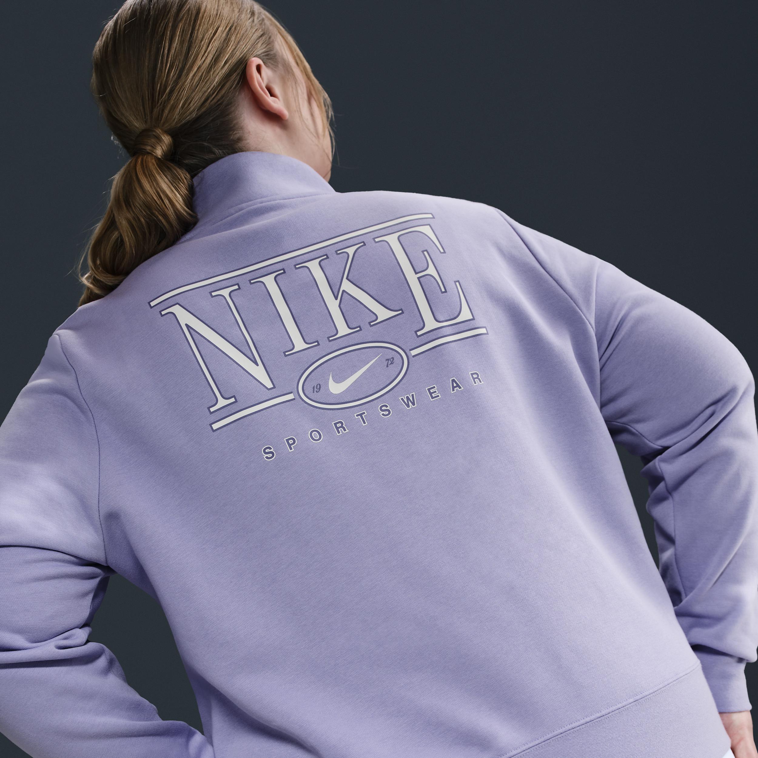 Women's Nike Sportswear Club Fleece Mock-Neck 1/2-Zip Graphic Top (Plus Size) Product Image