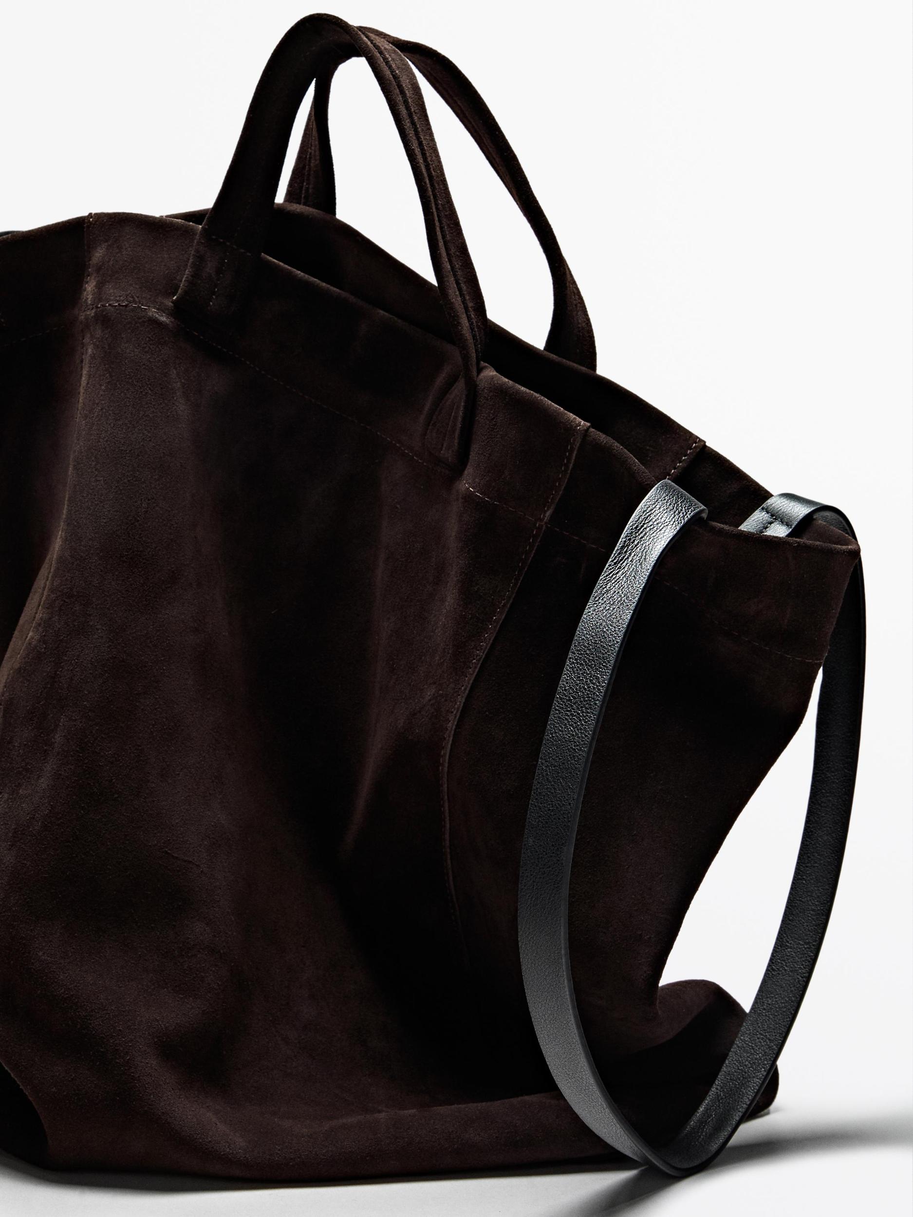 Split suede leather shopper bag Product Image
