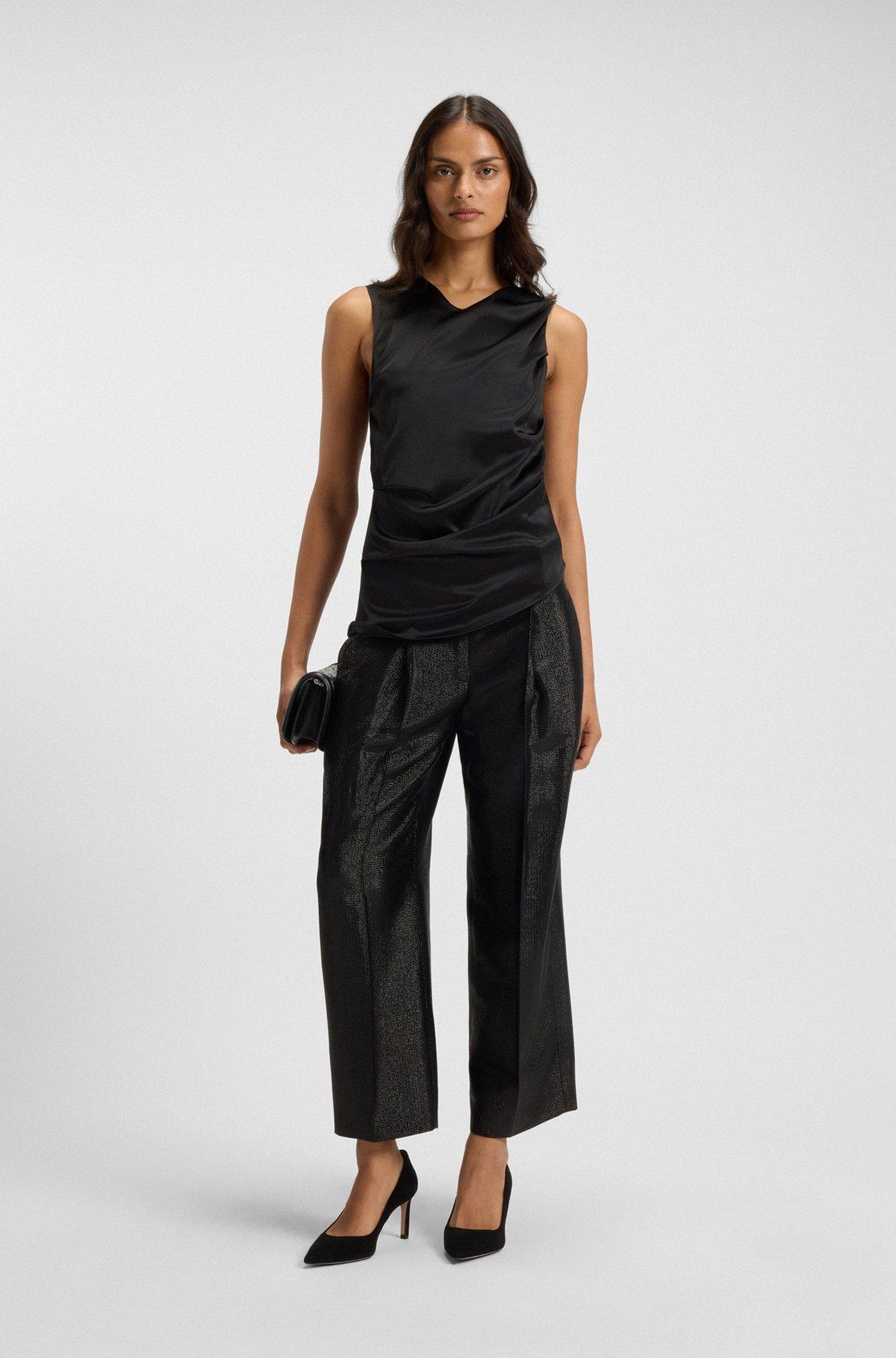 Asymmetric-hem top with stretch-silk front Product Image