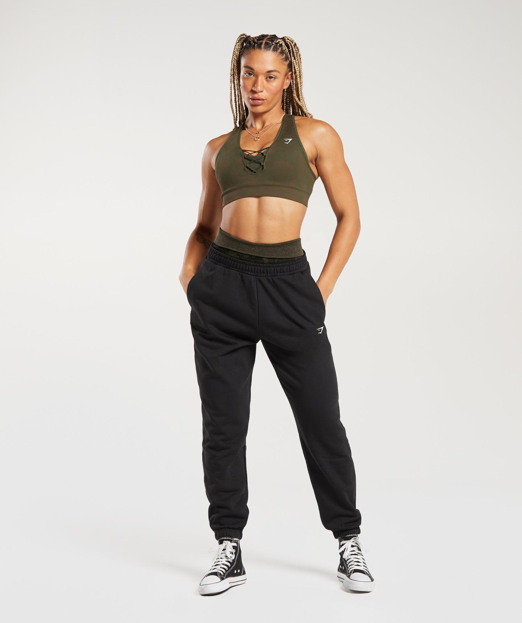 Gymshark Adapt Camo Seamless Ribbed Sports Bra - Winter Olive/Soul Brown Female Product Image