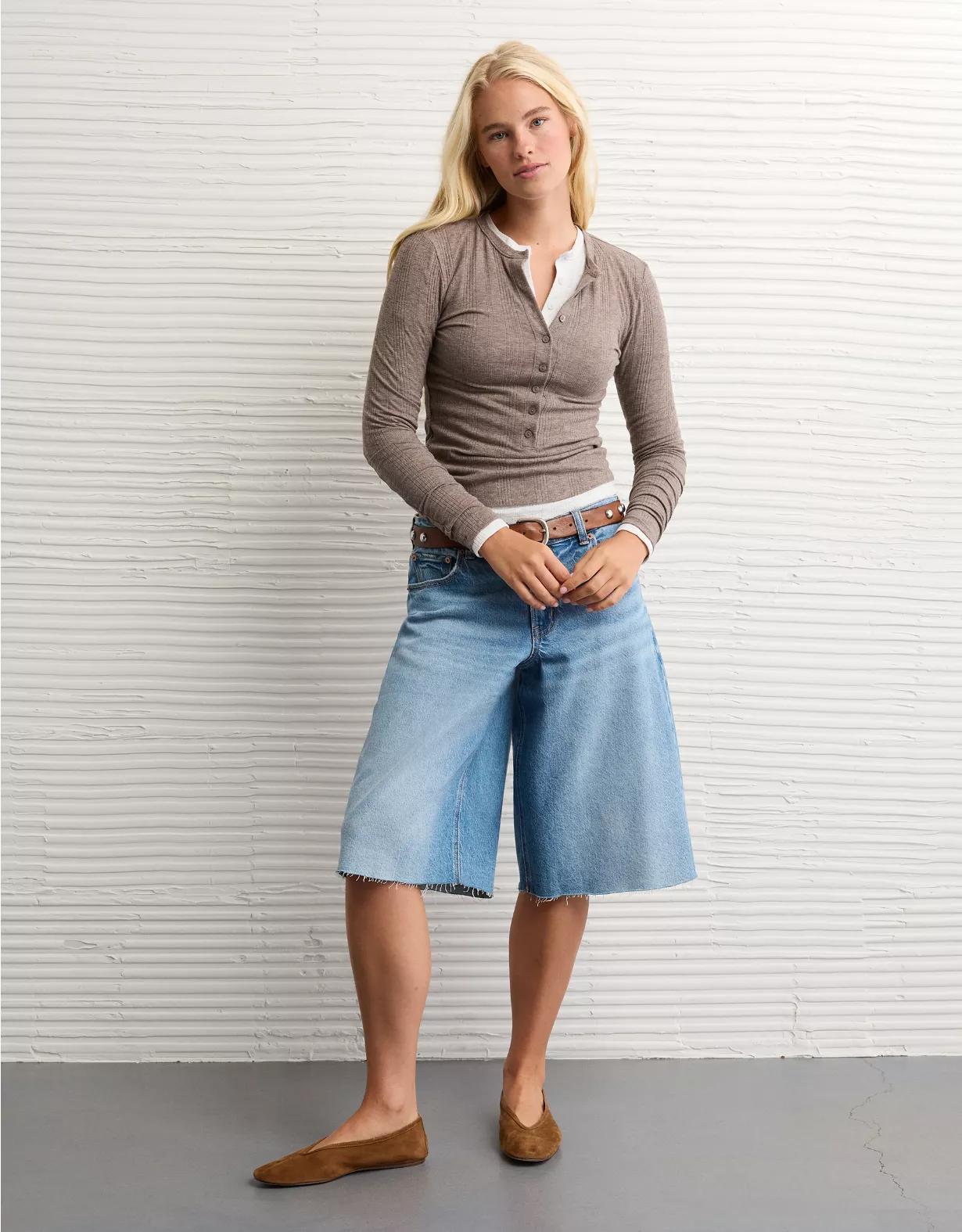 AE Long Sleeve Henley T-Shirt Product Image