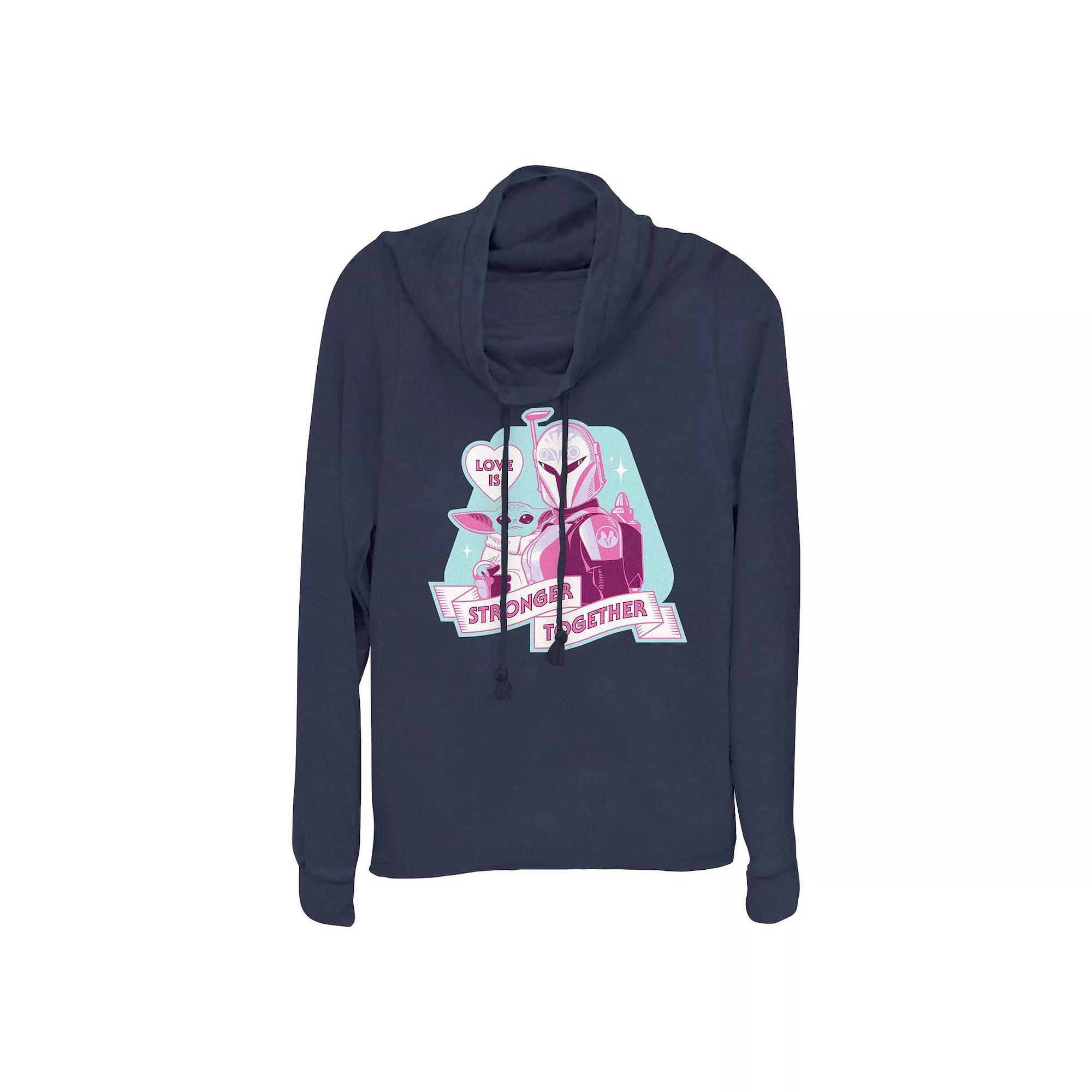 Plus Size Star Wars The Mandalorian And The Child Love Is Stronger Together Cowlneck Graphic Lightweight Long Sleeve, Women's, Size: 2XL, Blue Product Image