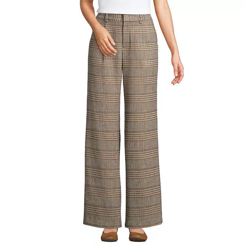 Women's Lands' End Flannel High Waist Pleated Wide Leg Pants, Size: 18, Blue Pinstripe Product Image