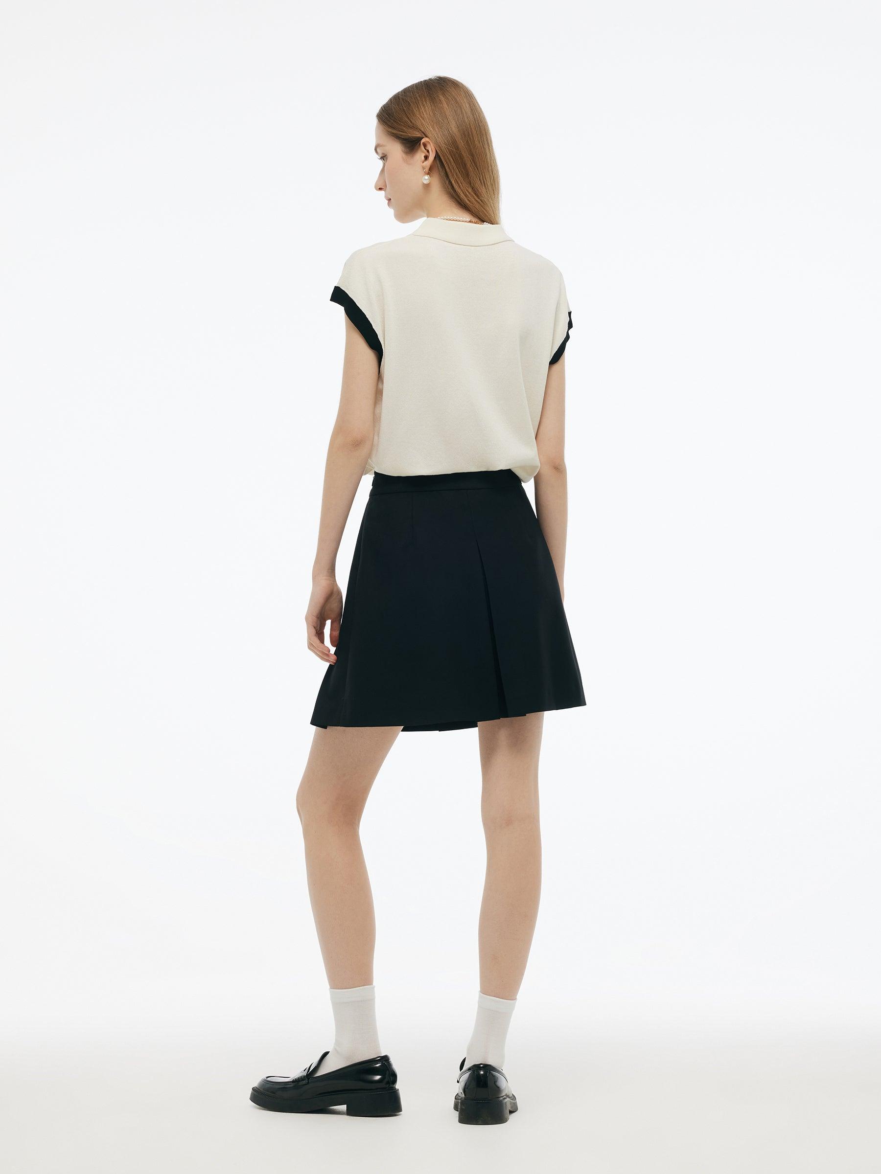 A-Line Women Pleated Mini Skirt Product Image