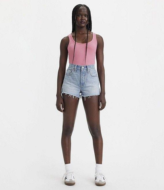 Levi's® 501 High Rise Frayed Hem Cut Off Shorts Product Image