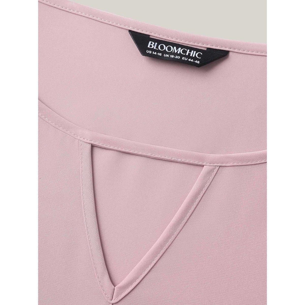 Plus Size Dirtypink Textured Layered Ruffle Sleeve Keyhole Blouse Women Elegant Half Sleeve Round Neck Everyday Blouses BloomChic 30/6X Product Image