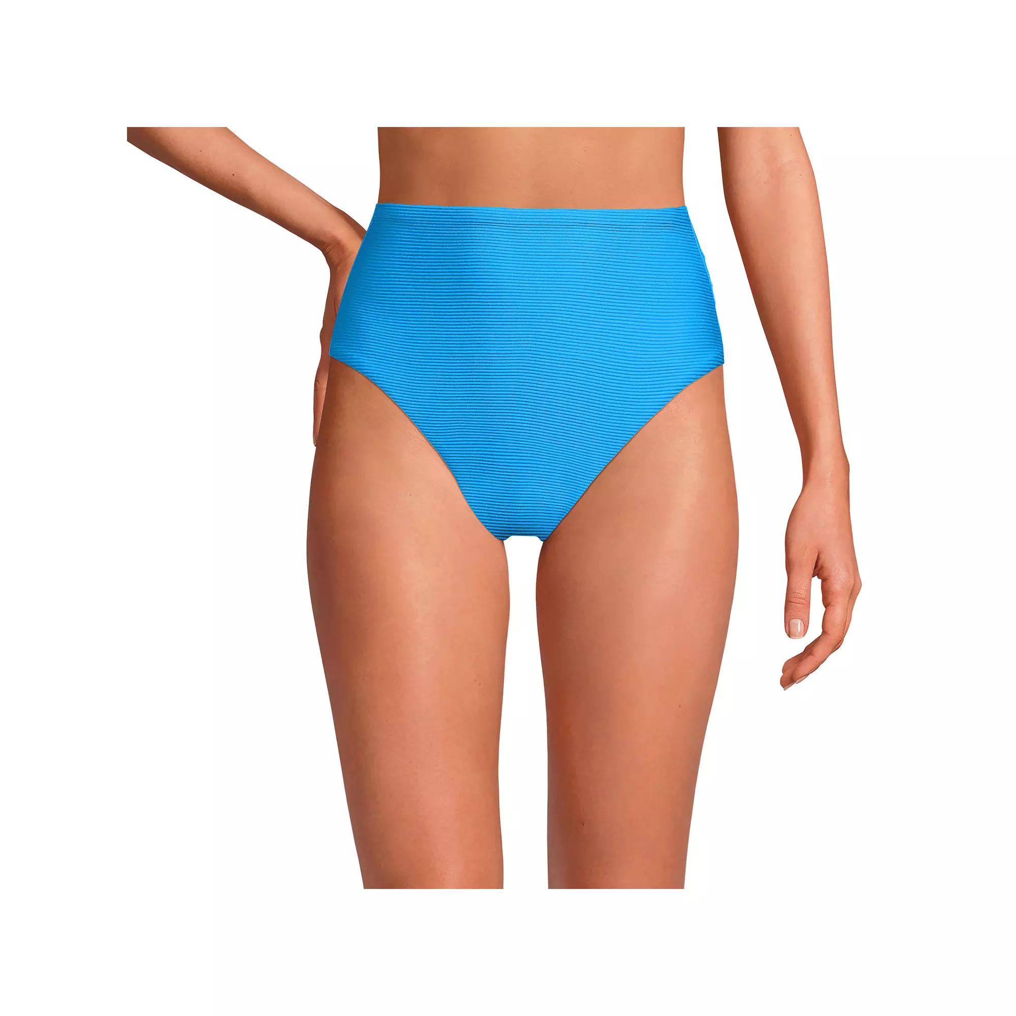 Women's Lands' End Ribbed Smoothing High Waisted Bikini Bottoms,  Product Image