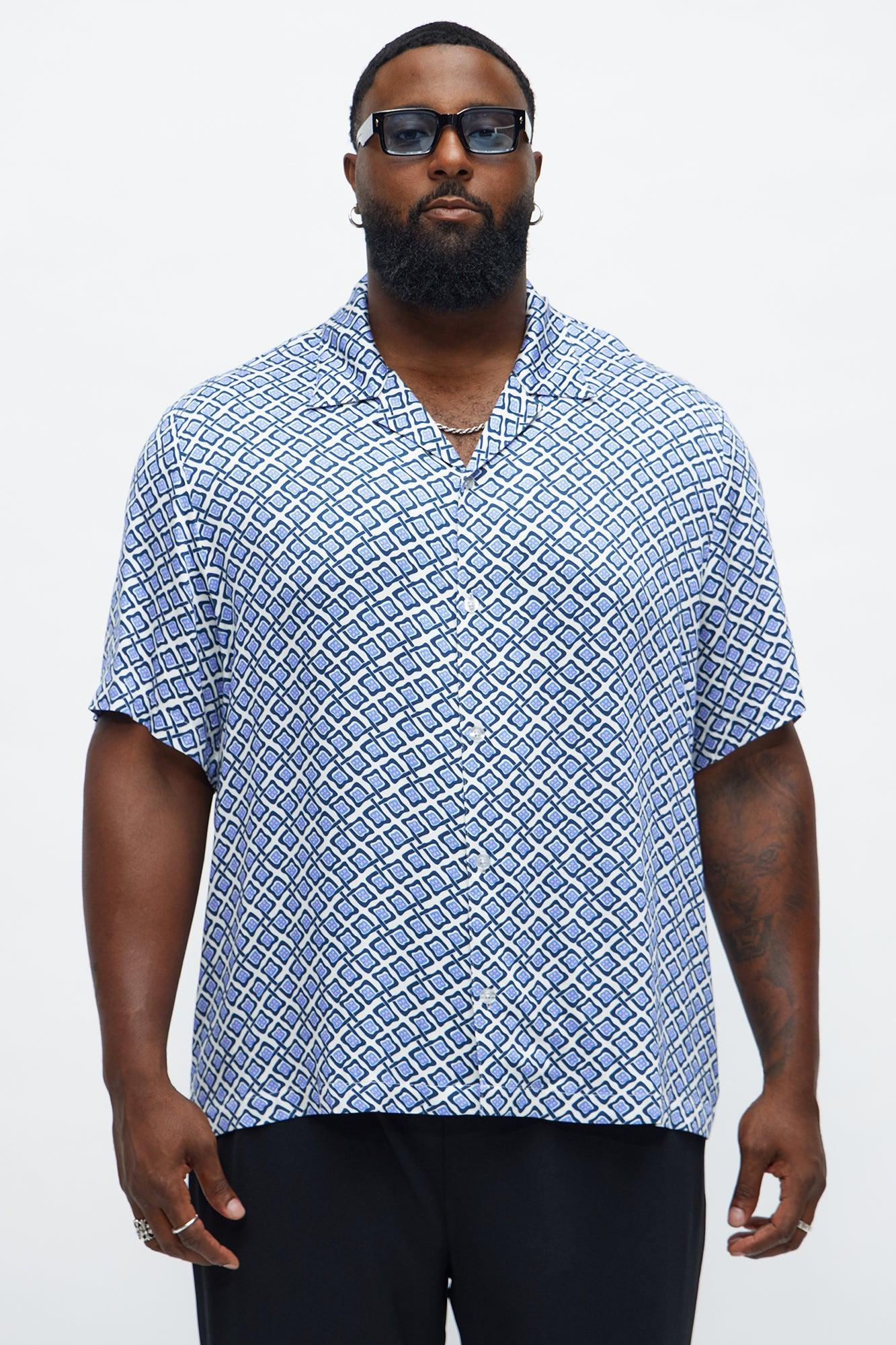 Small Squares Button Up Shirt - Blue/combo Product Image