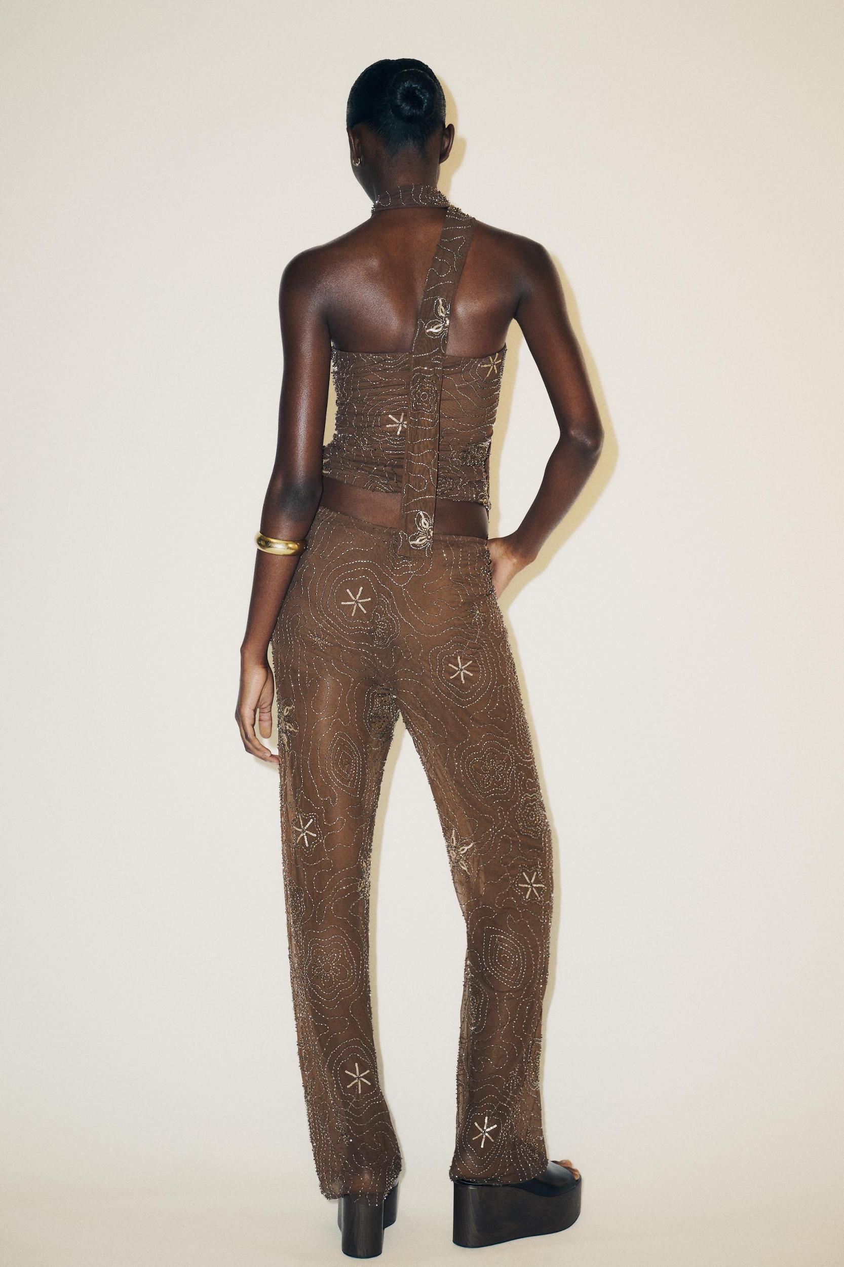 BEADED SEQUIN PANTS Product Image