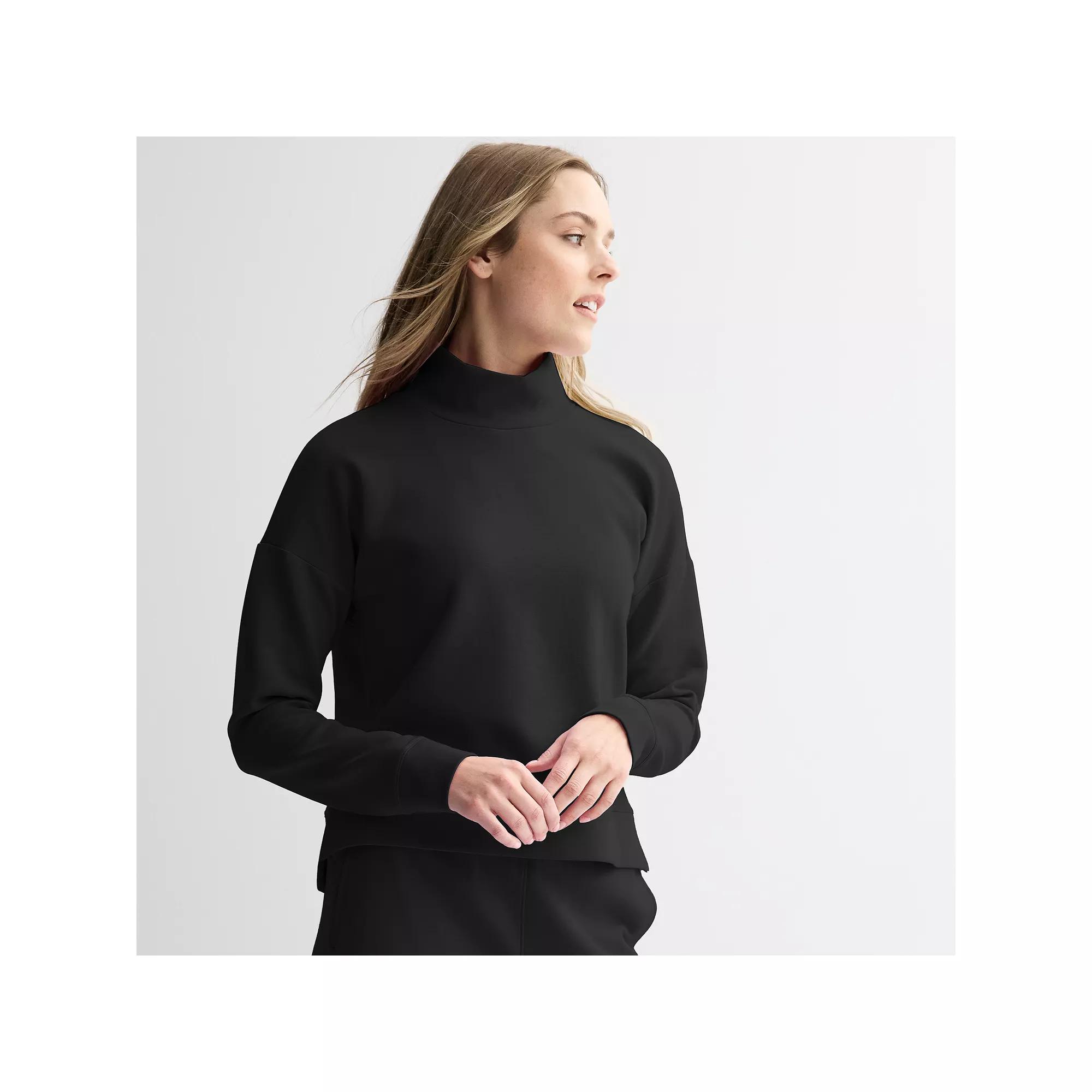 Women's Tek Gear® Ultracomfort Funnel Neck Top, Size: XS, Mineral Black Product Image