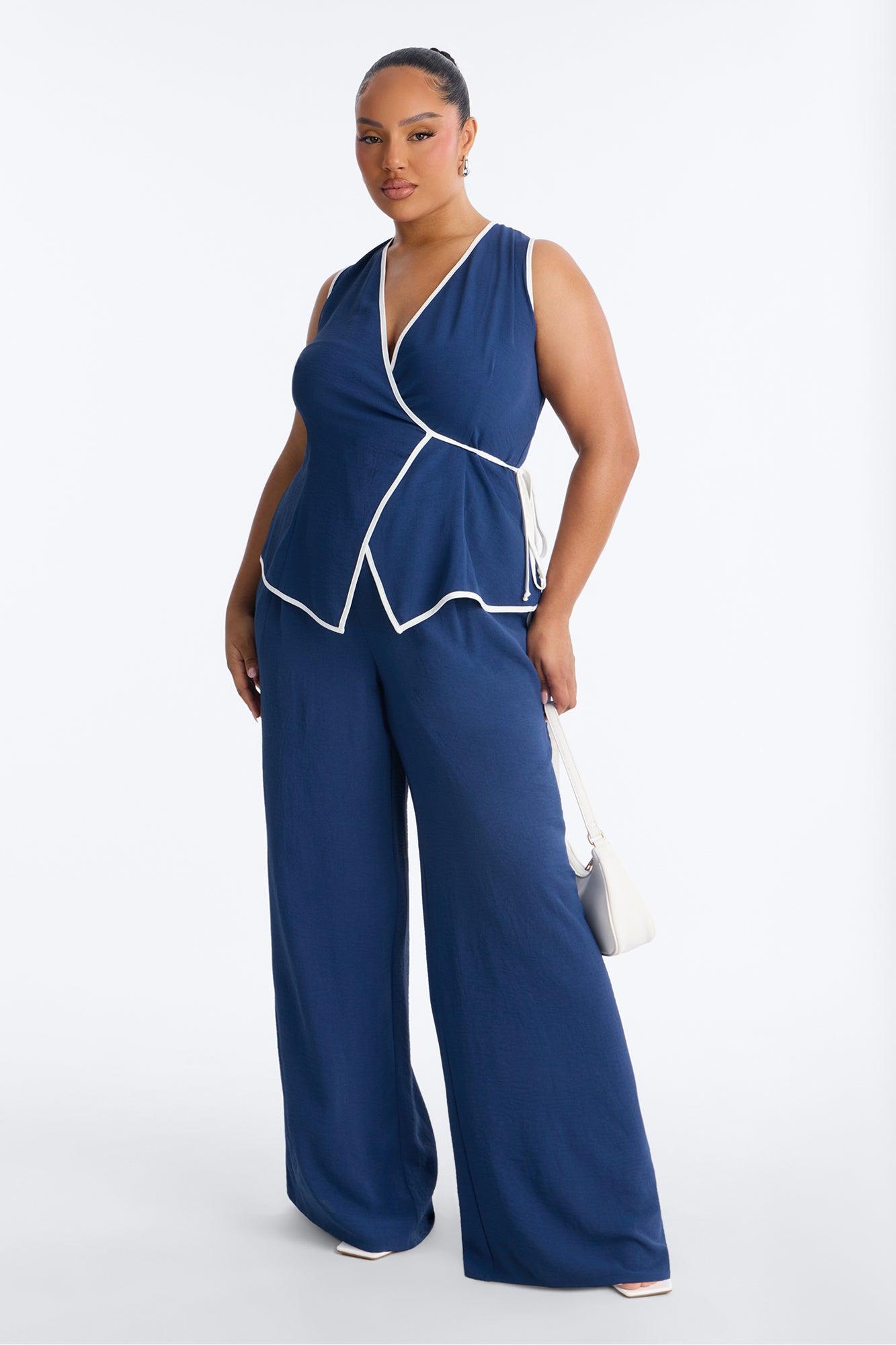 Natalia Sleeveless Pant Set - Navy Female Product Image