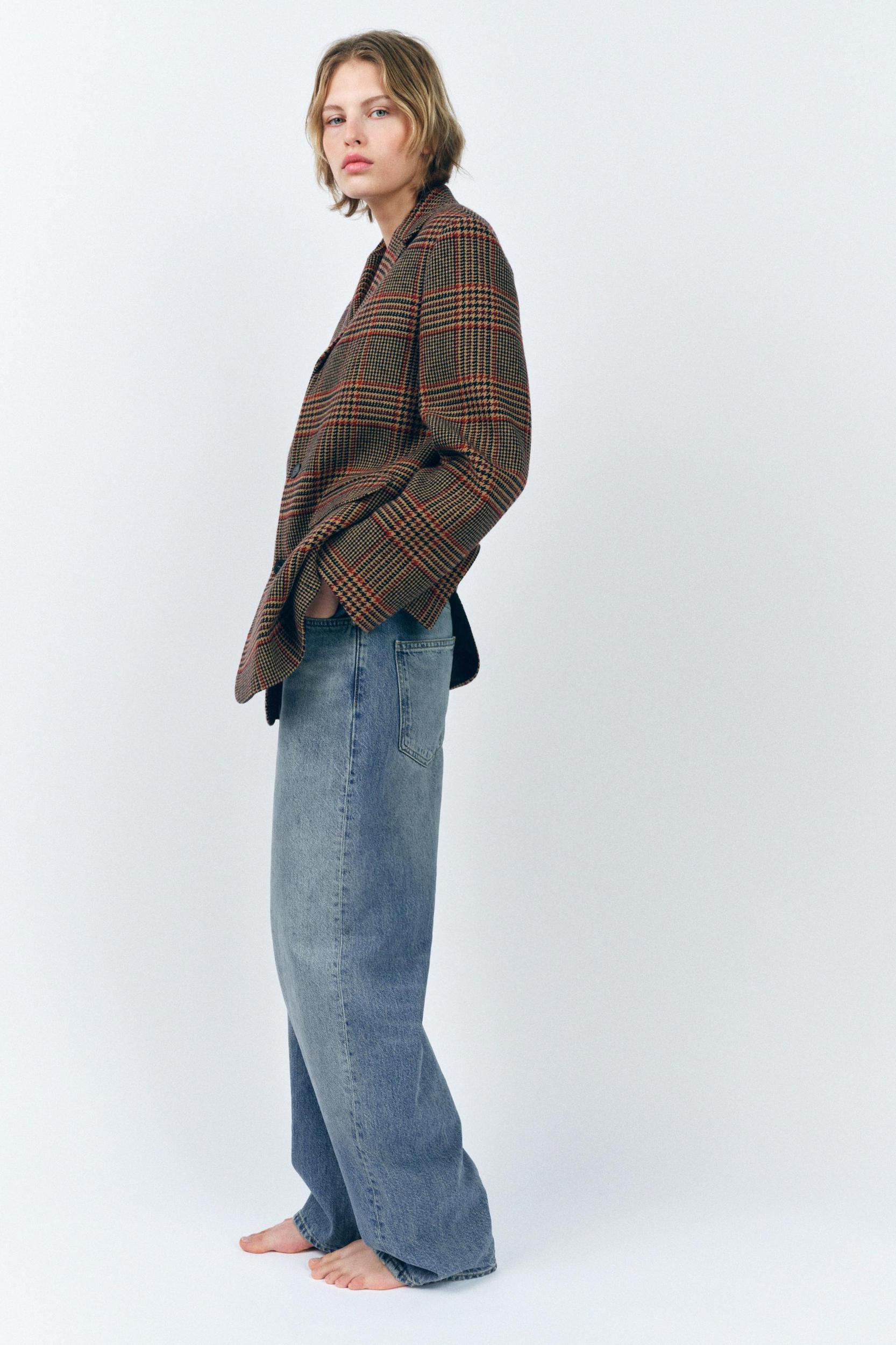 WOOL BLEND PLAID BLAZER ZW COLLECTION Product Image