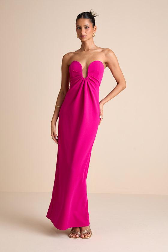 Thula Magenta Cutout U-Bar Column Maxi Dress Product Image