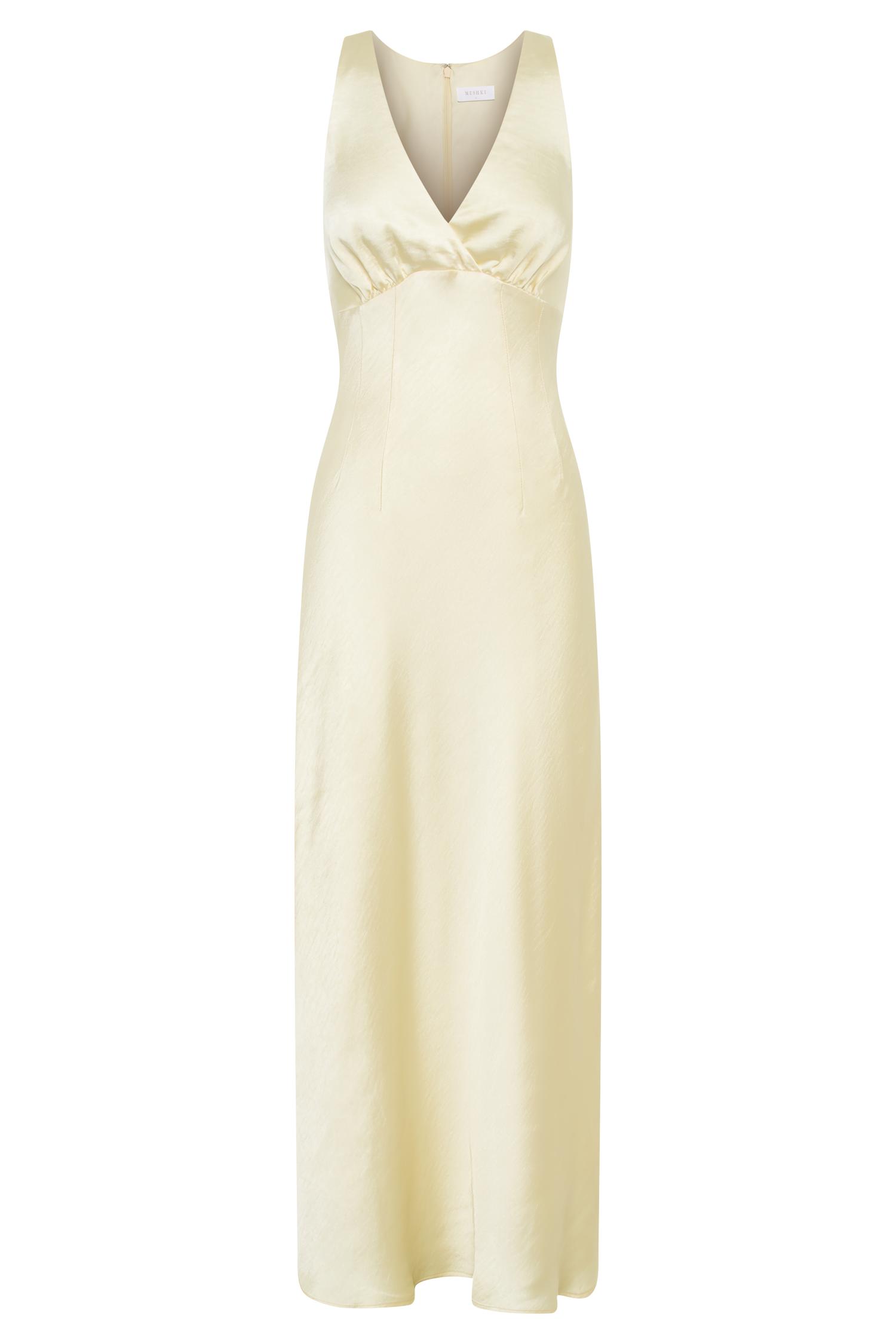 Meghan Satin Maxi Dress - Lemon Sorbet Product Image